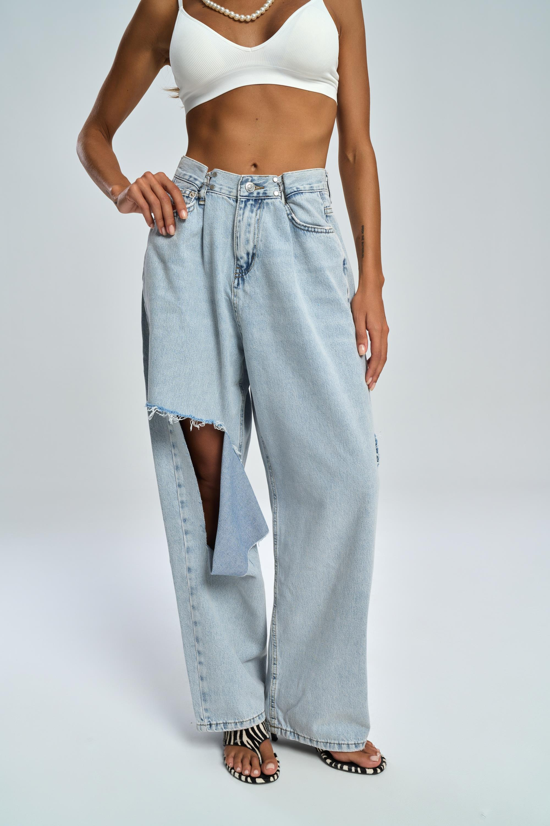 Garbo Ripped Detail Blue Jean Pants