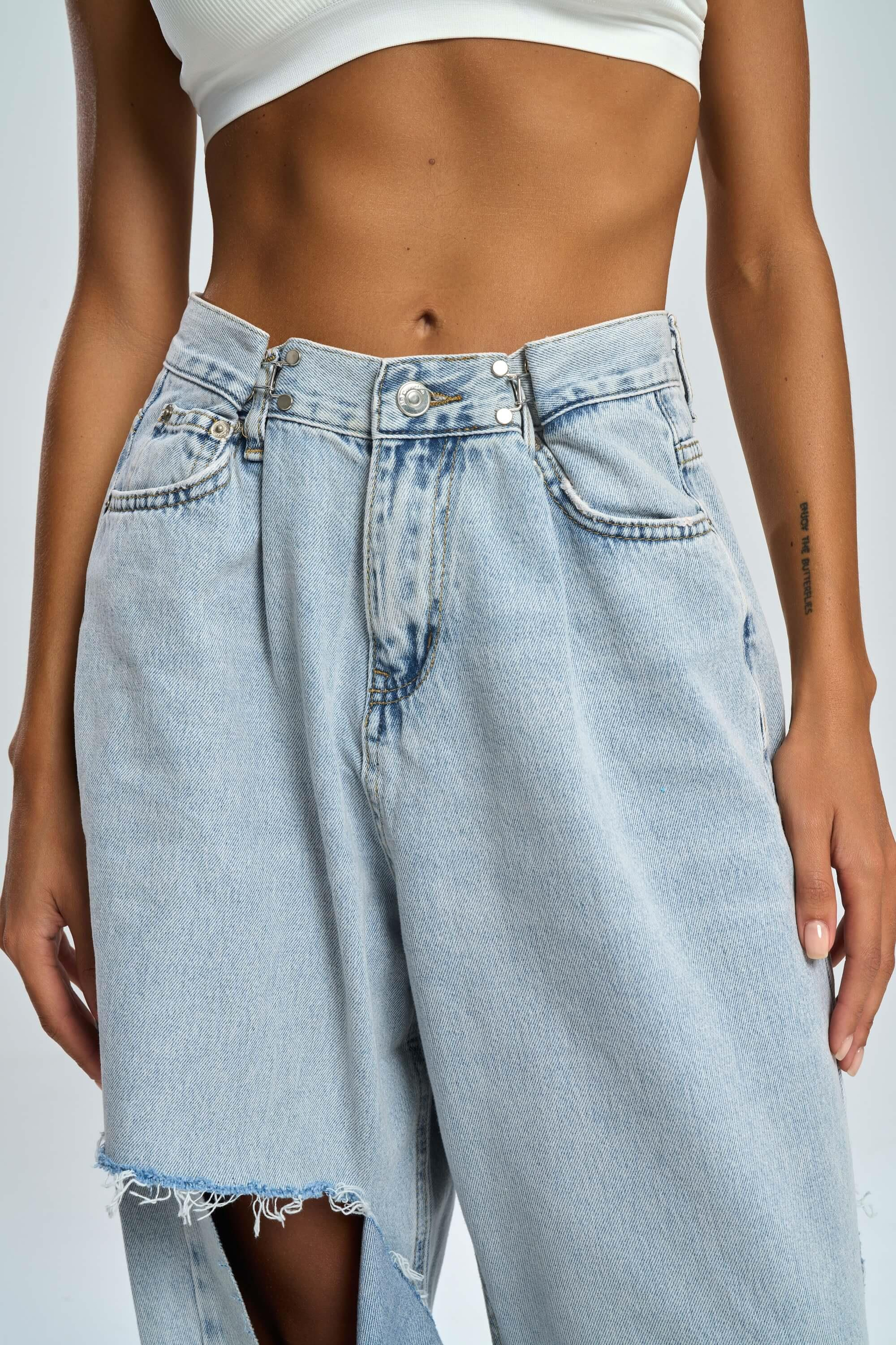 Garbo Ripped Detail Blue Jean Pants