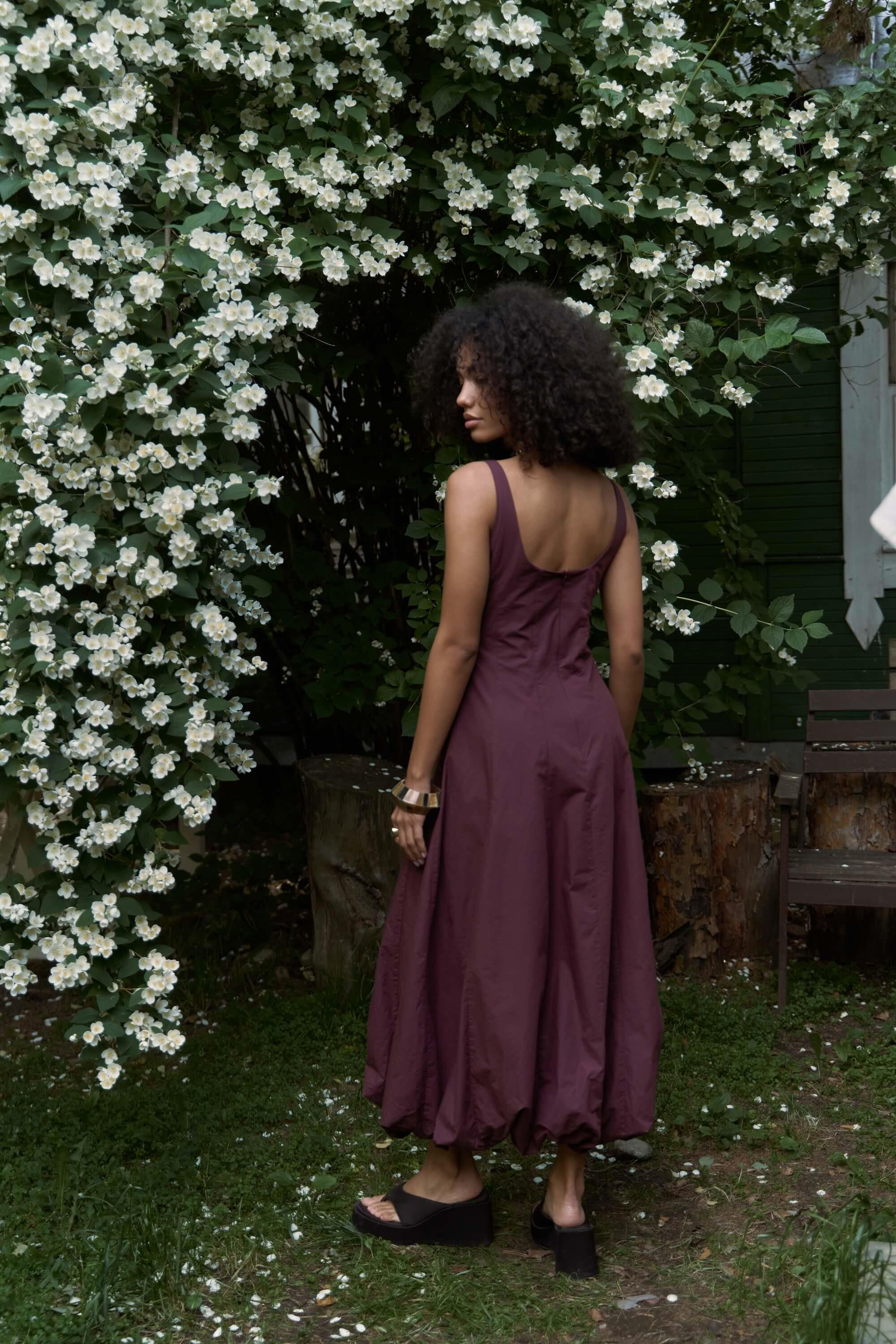 Garda Uzun Bordo Balon Elbise