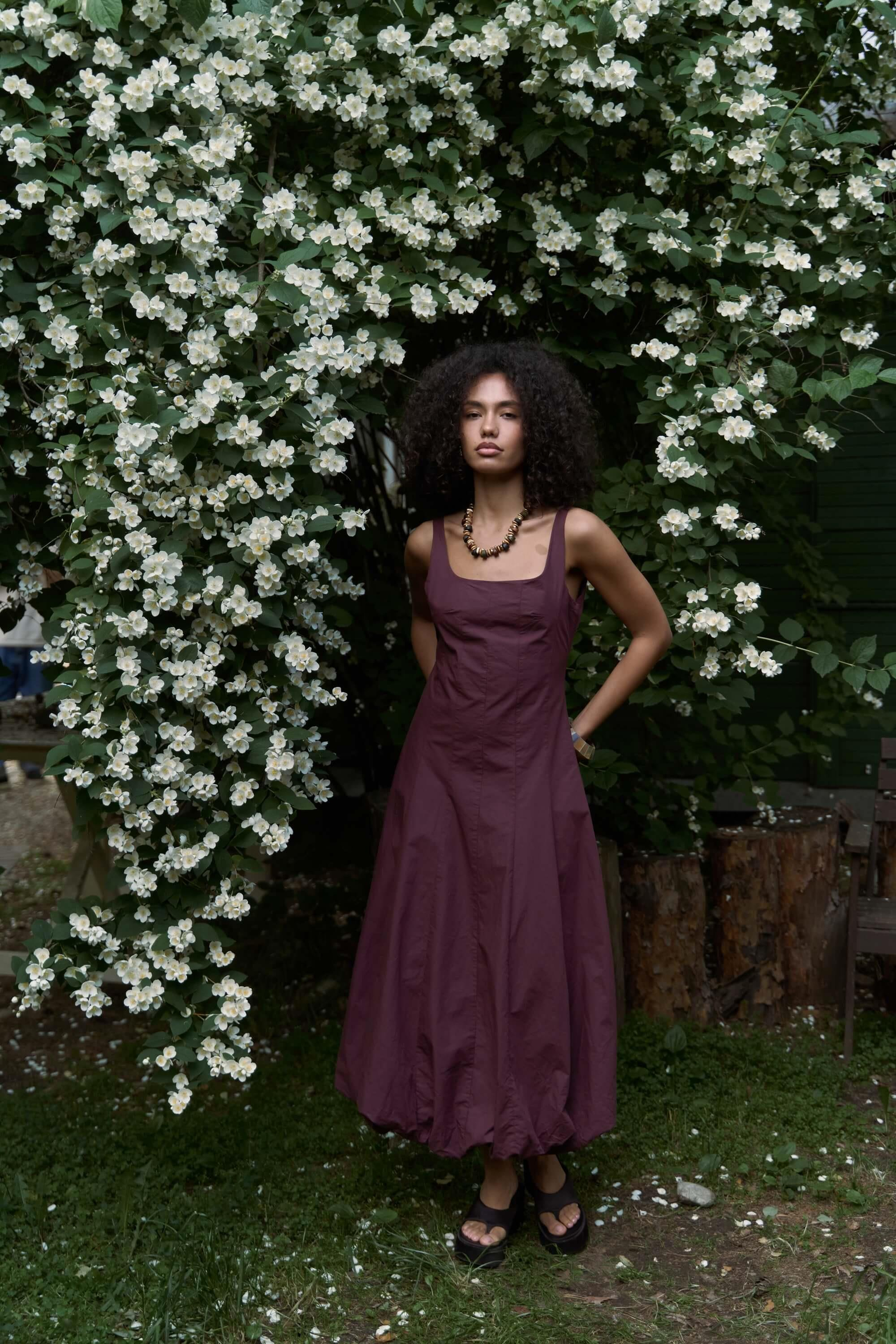 Garda Uzun Bordo Balon Elbise