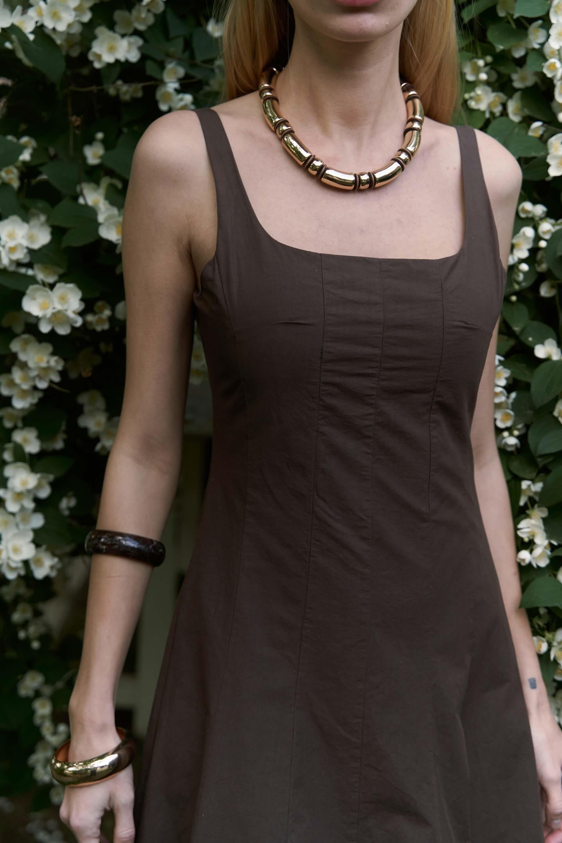 Garda Uzun Kahve Balon Elbise