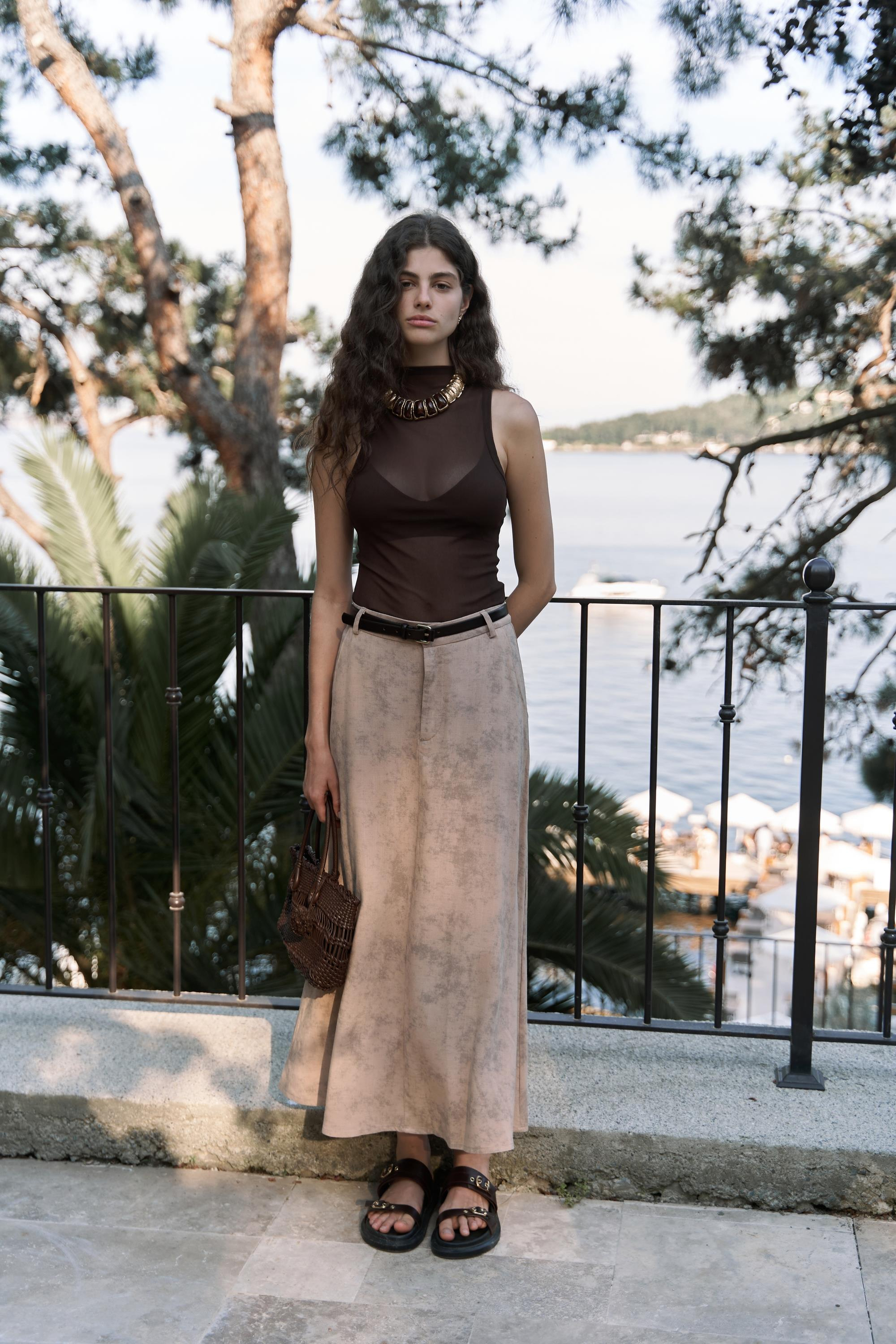 Garias Cepli Uzun Batik Desenli Vizon Etek