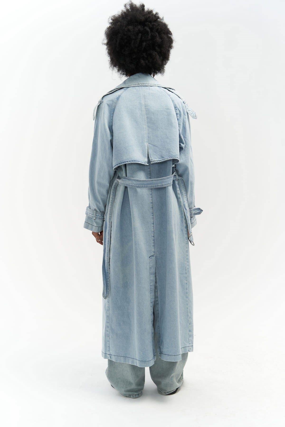 Mai Collection Garment Ice Blue Denim Trenchcoat