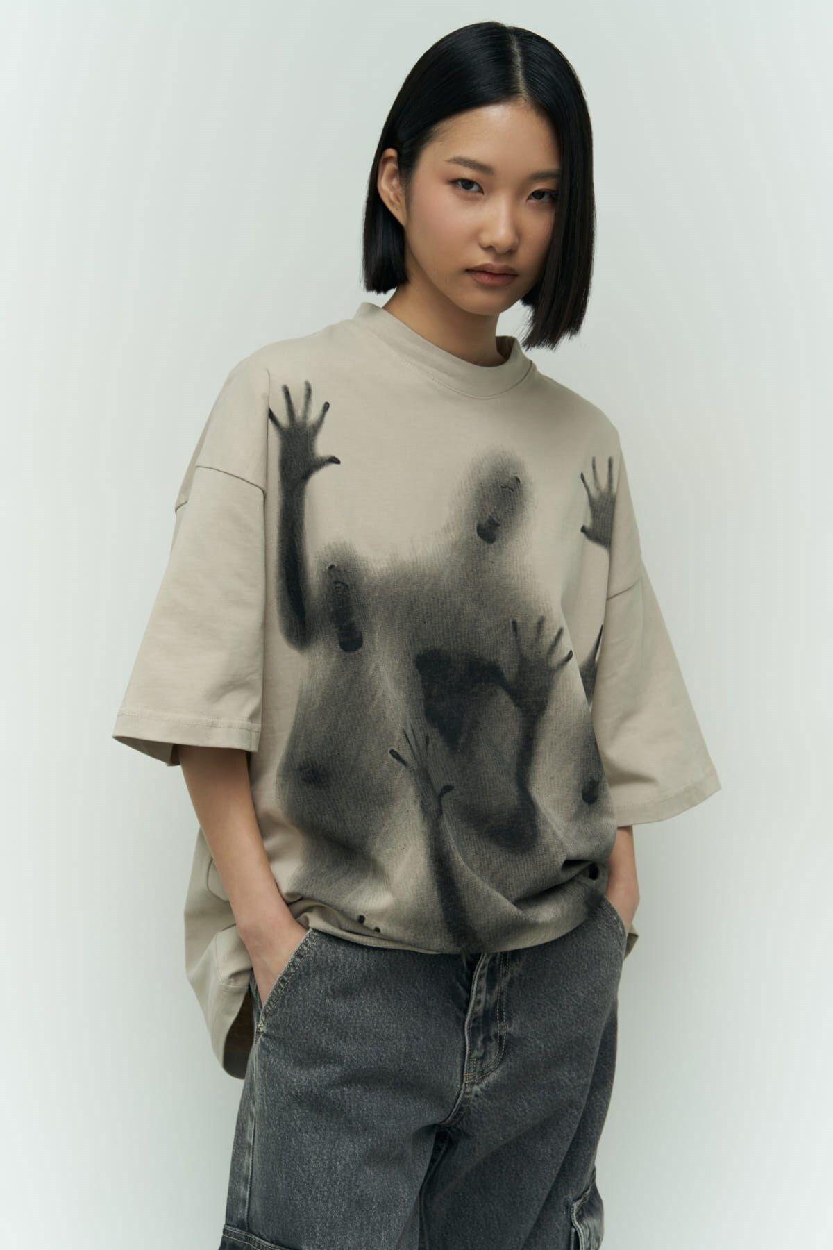 Ghost Beige Oversize T-Shirt