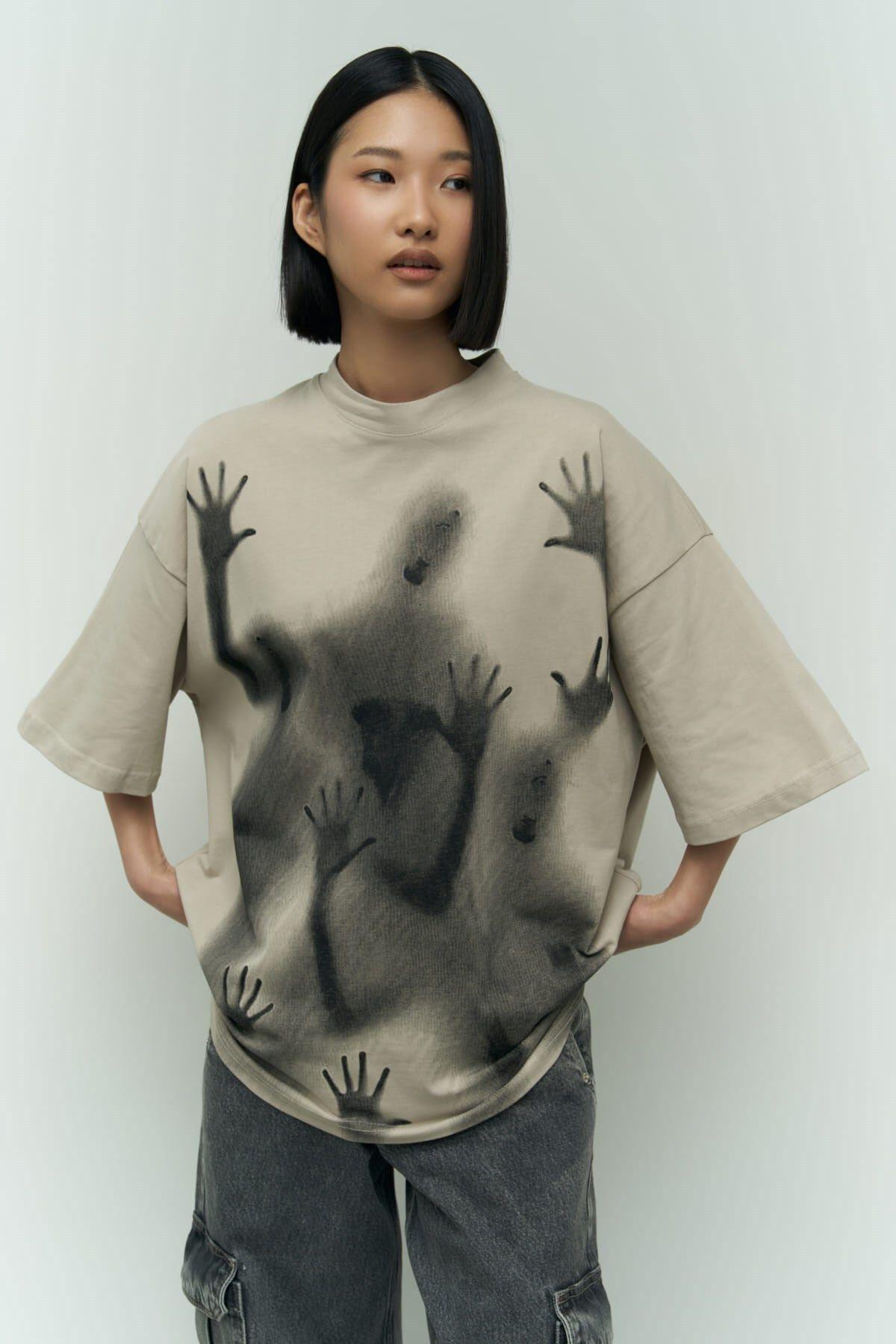 Ghost Beige Oversize T-Shirt