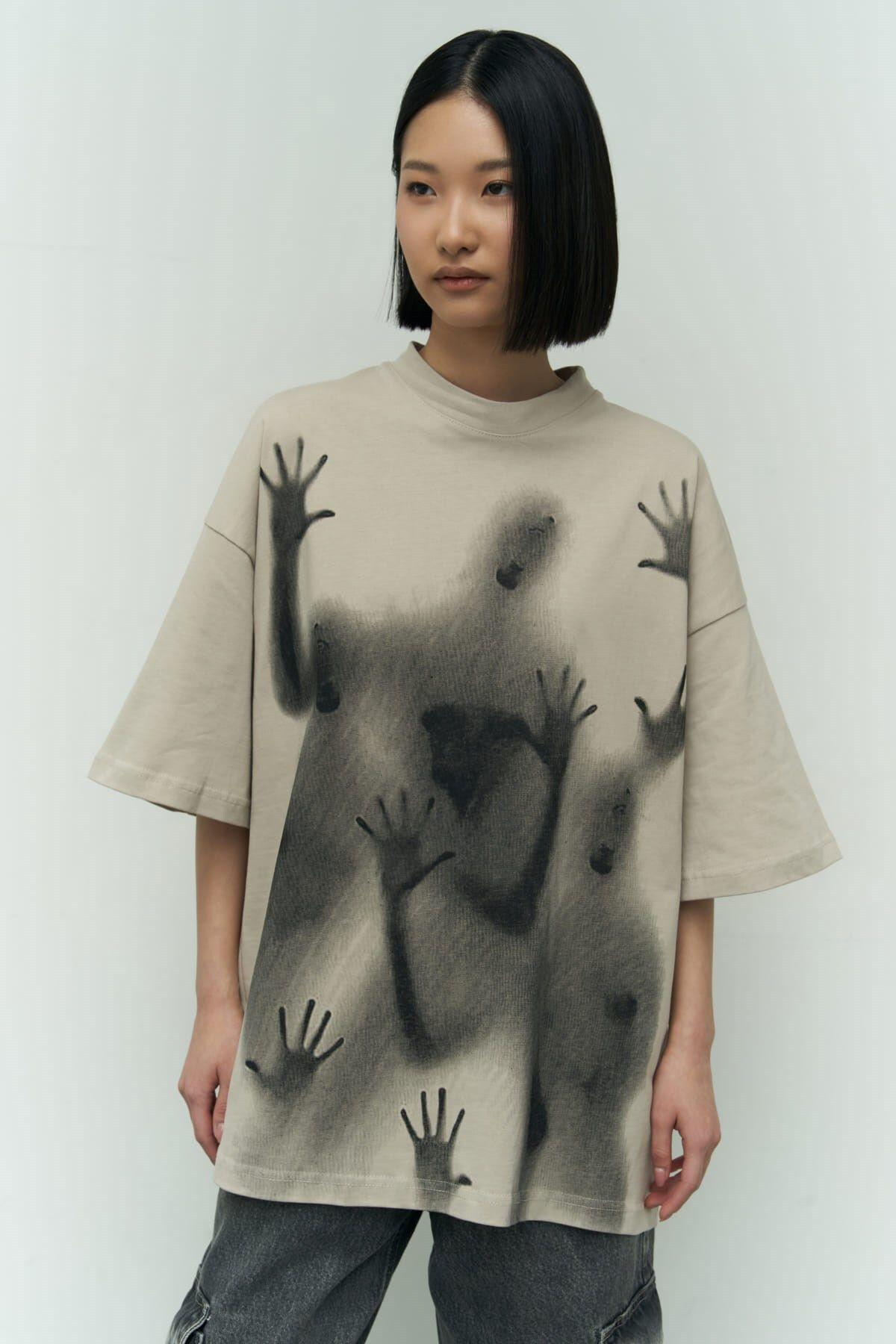 Ghost Beige Oversize T-Shirt
