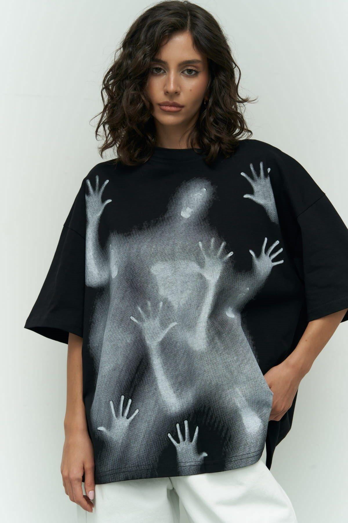 Ghost Siyah Oversize T-Shirt