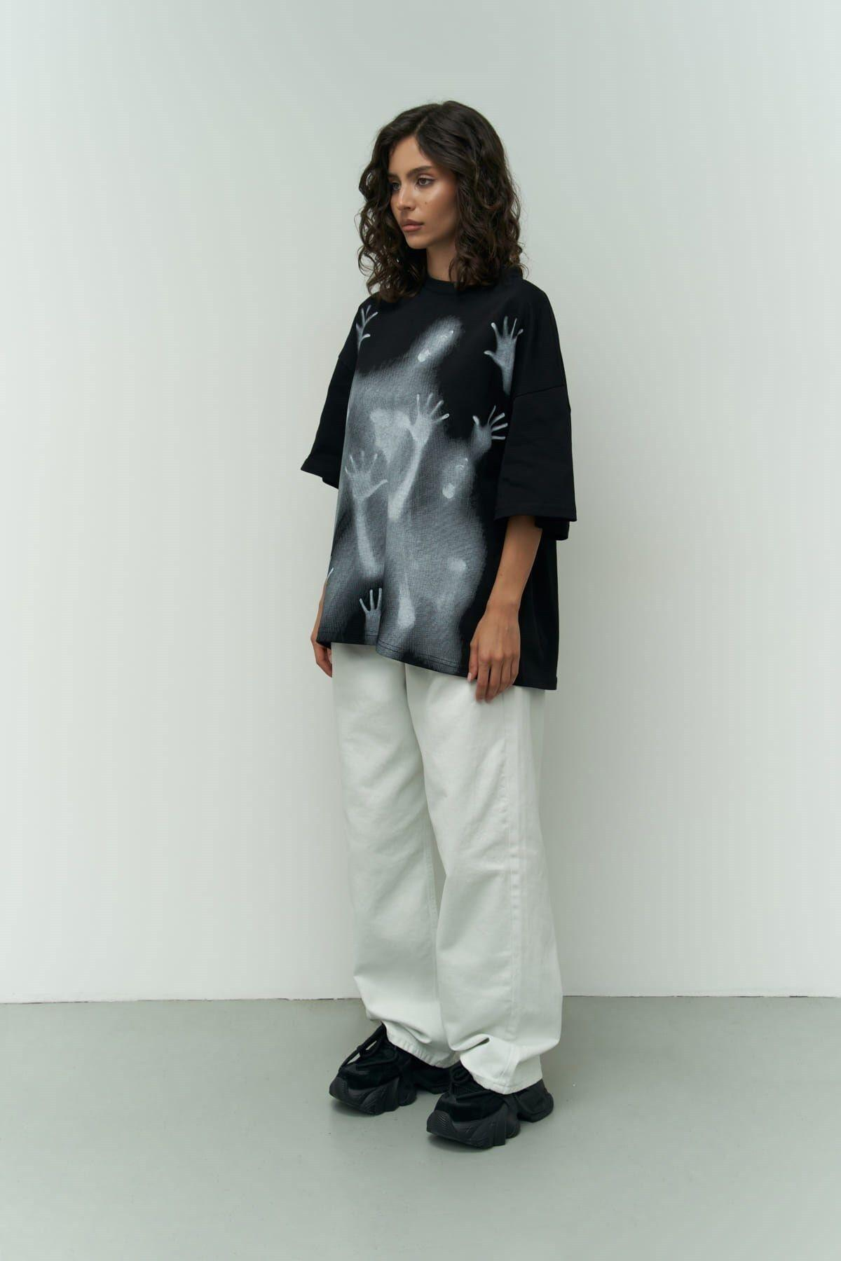 Ghost Siyah Oversize T-Shirt