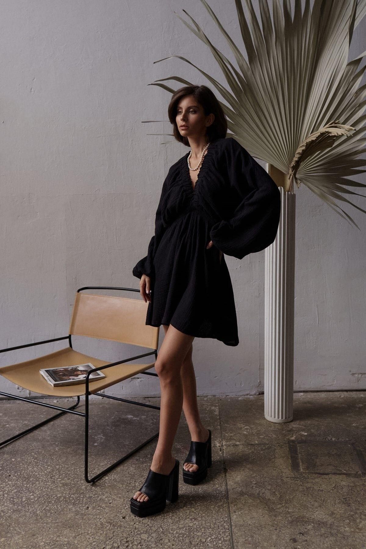 Bohemai Grace Black Muslin Dress