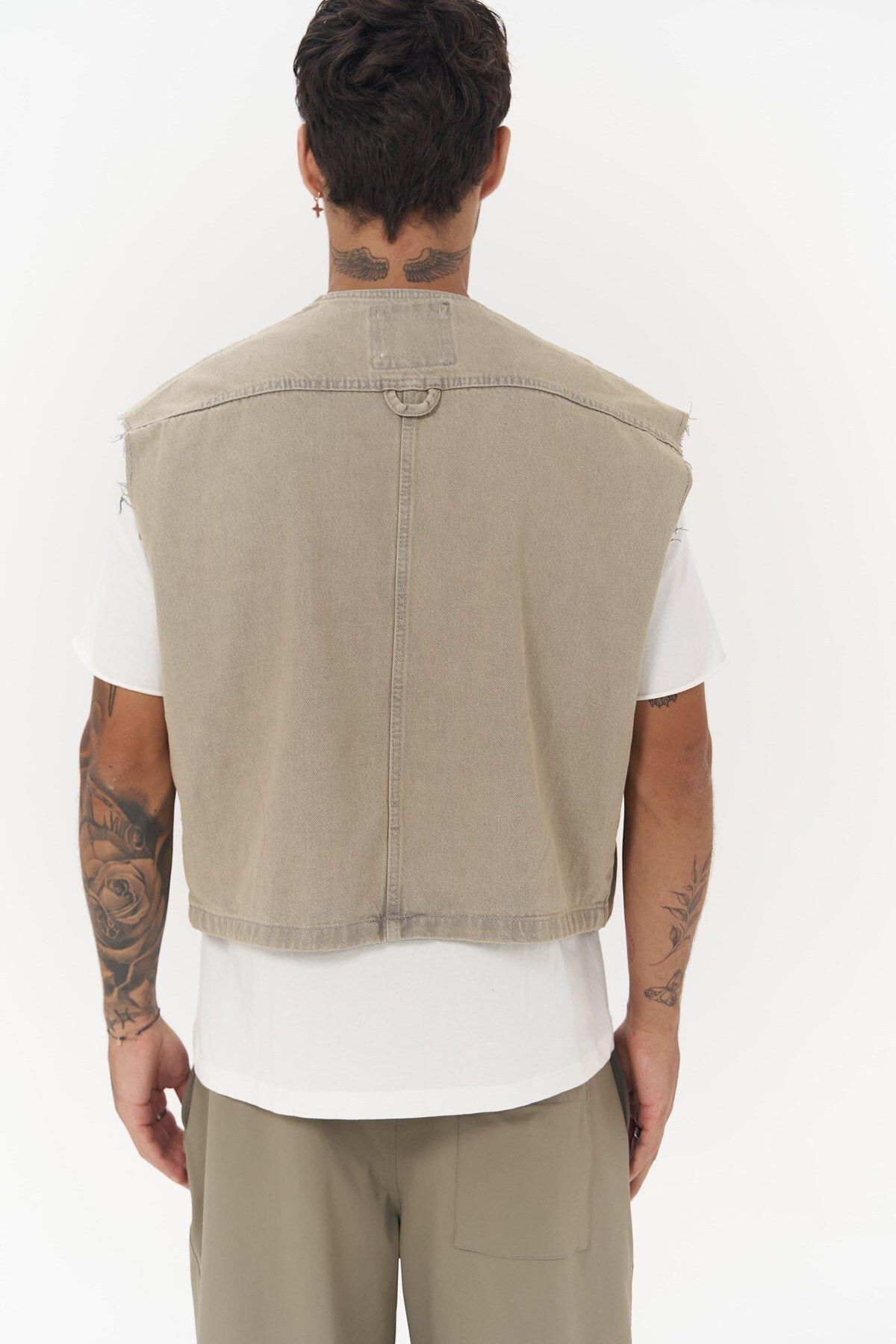 Graham Unisex Dirty Grey Denim Vest