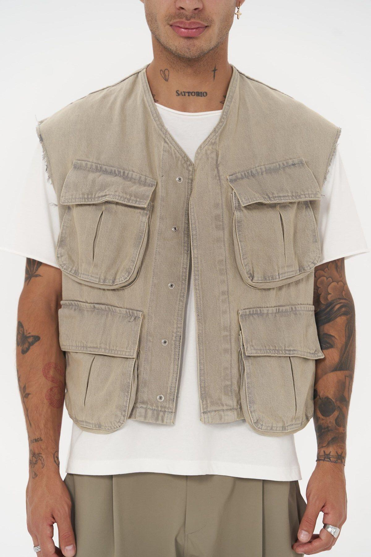 Graham Unisex Dirty Grey Denim Vest