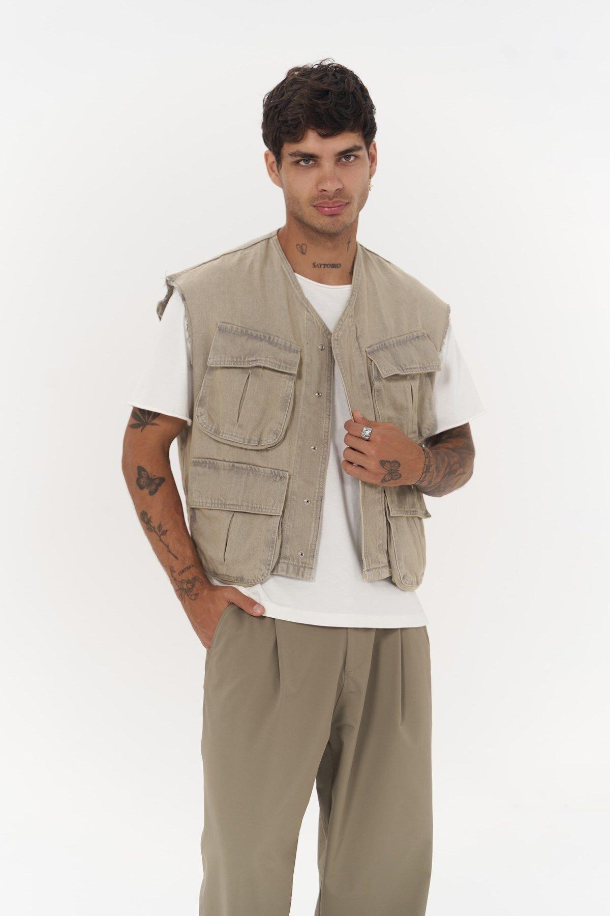Graham Unisex Dirty Grey Denim Vest