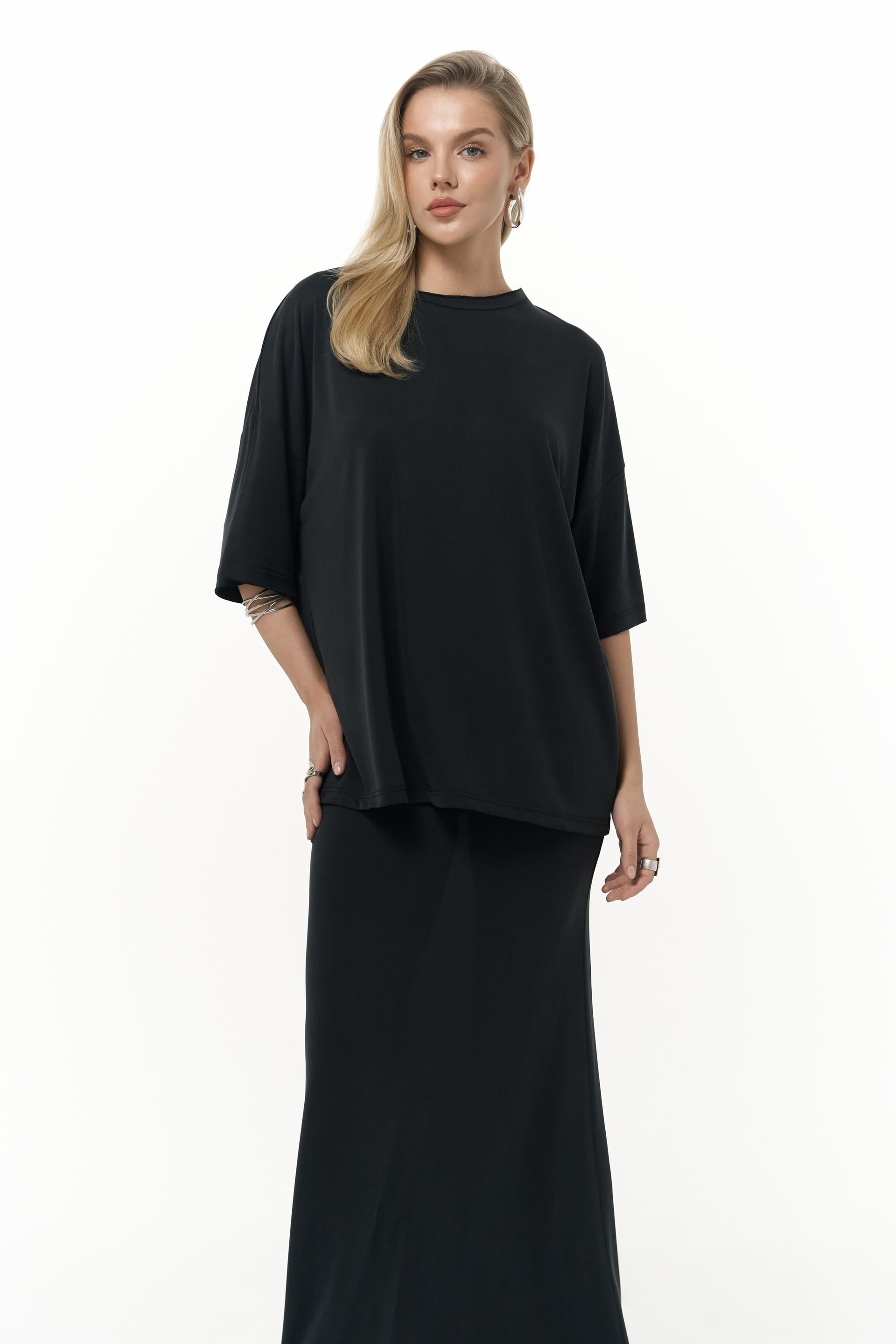 Grazia Siyah T-Shirt Etek Takım