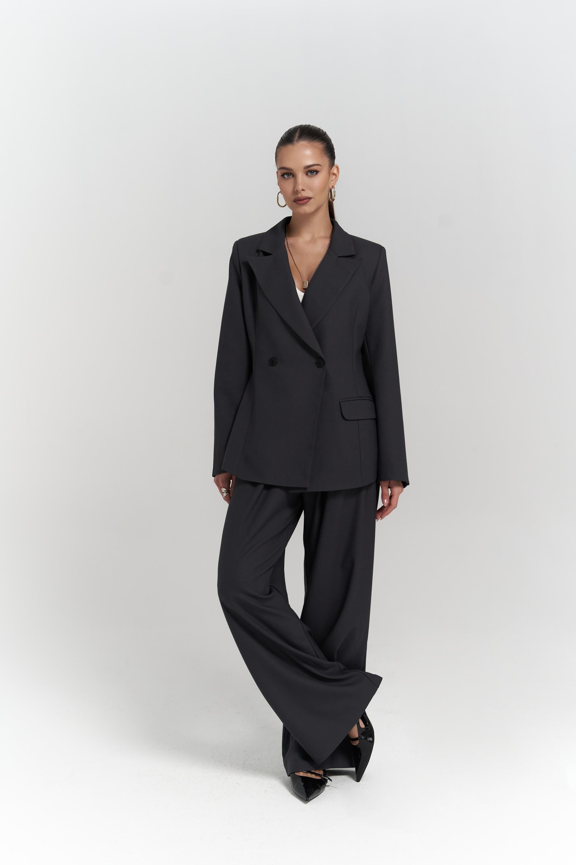 Halvyn Dar Kesim Blazer Antrasit Takım