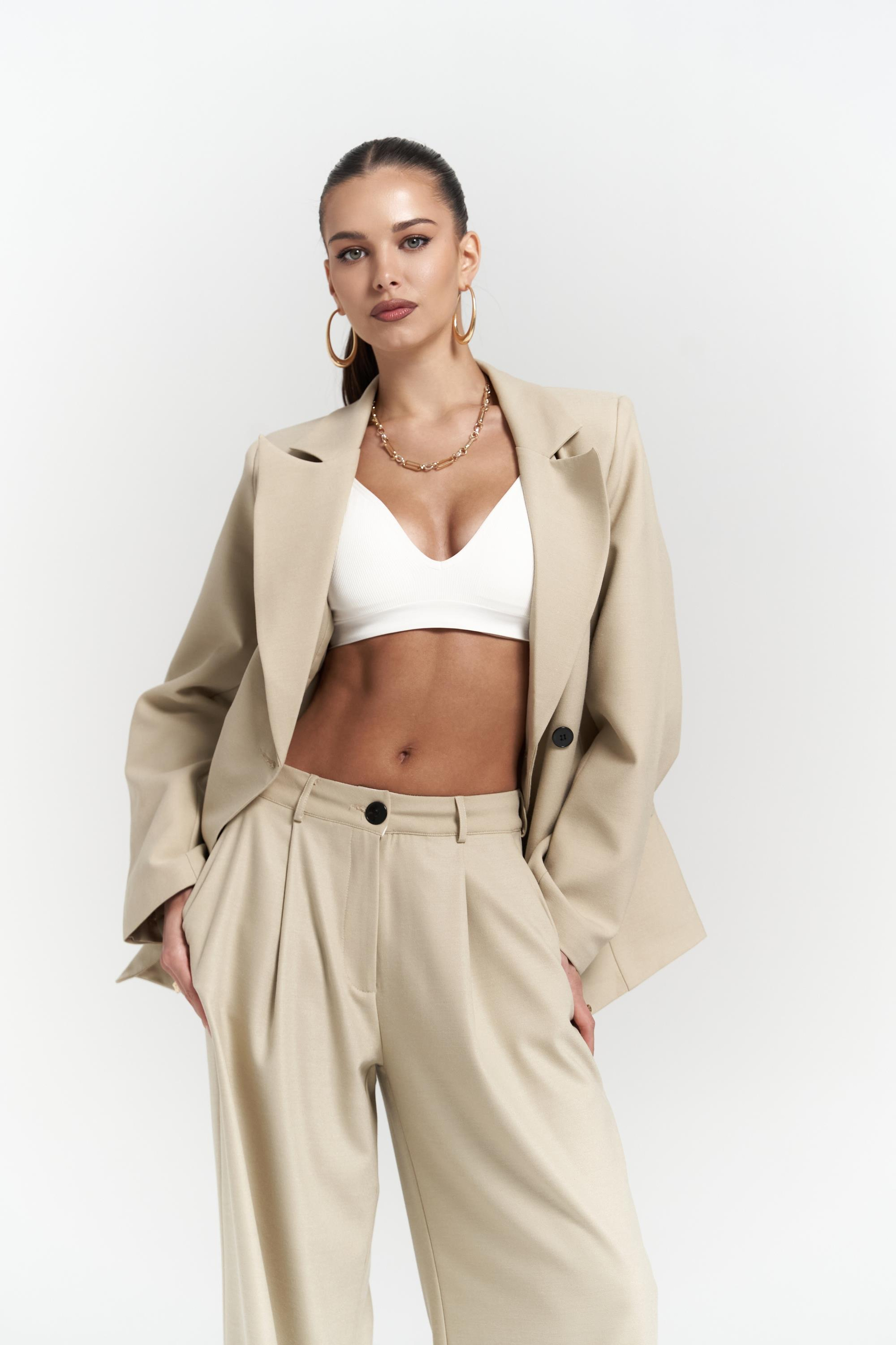 Halvyn Dar Kesim Blazer Olive Green Takım