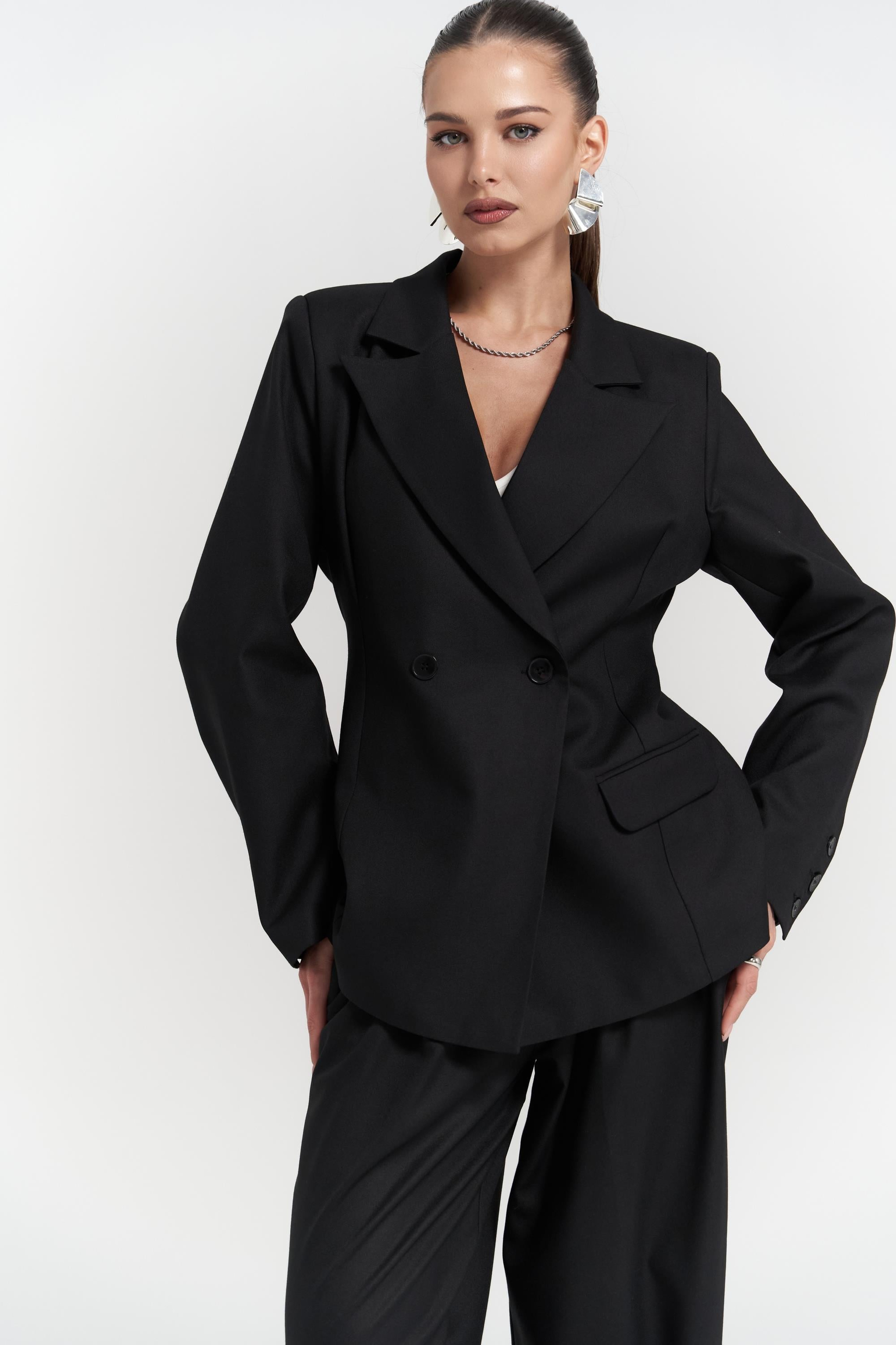 Halvyn Dar Kesim Blazer Siyah Takım