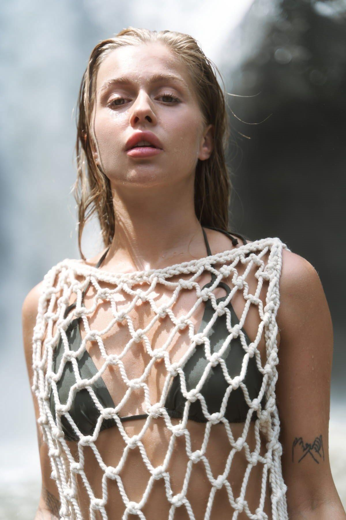 Hamper Beige Fishnet Dress