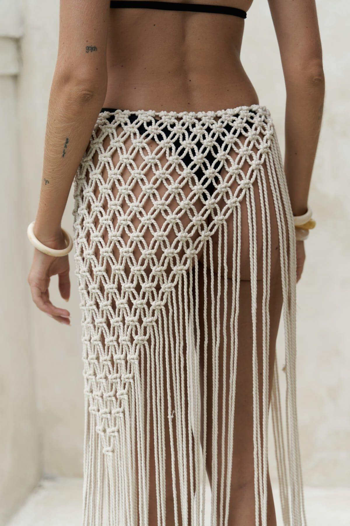 Hamper Beige Fishnet Skirt
