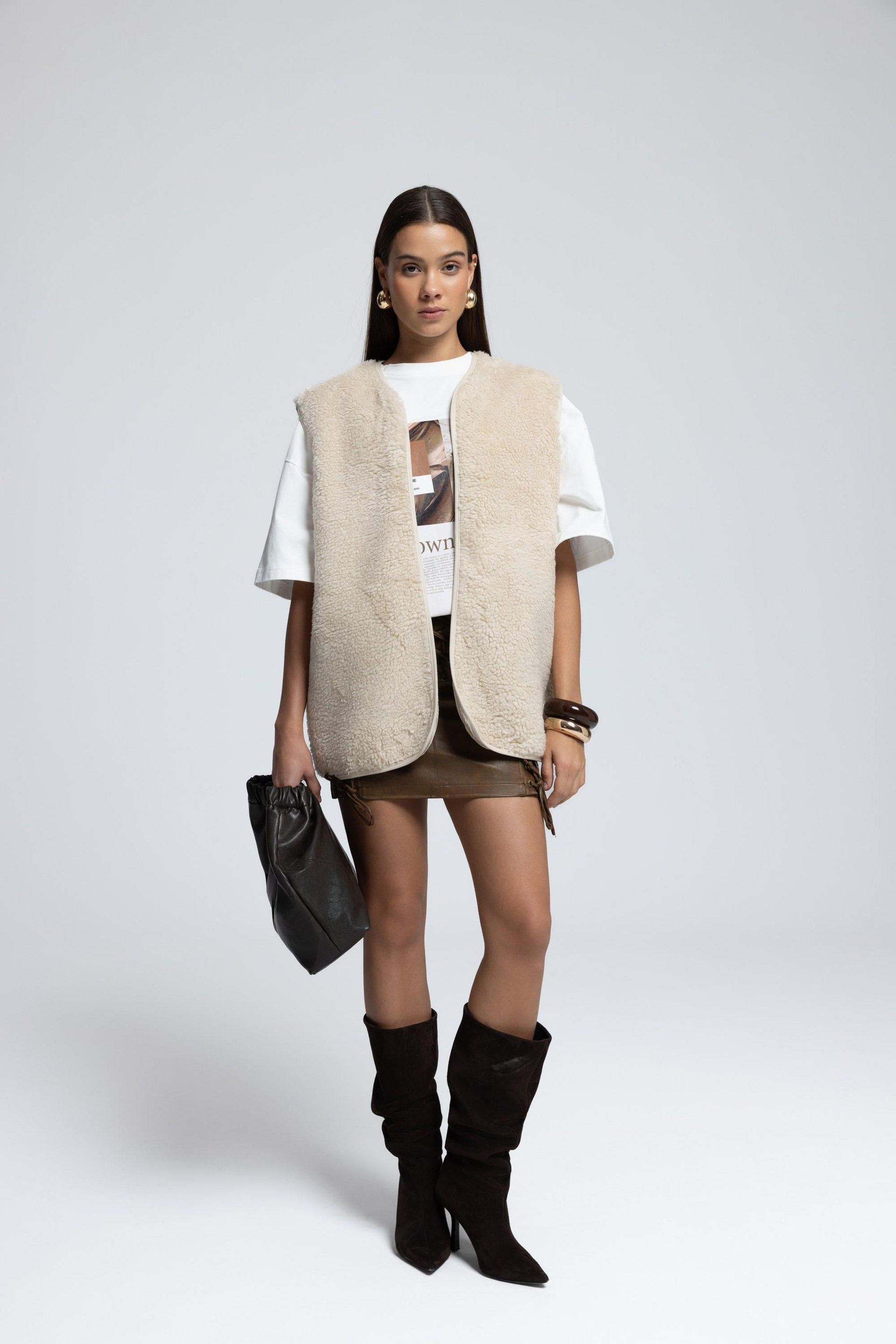 Harlow Beige Teddy Vest