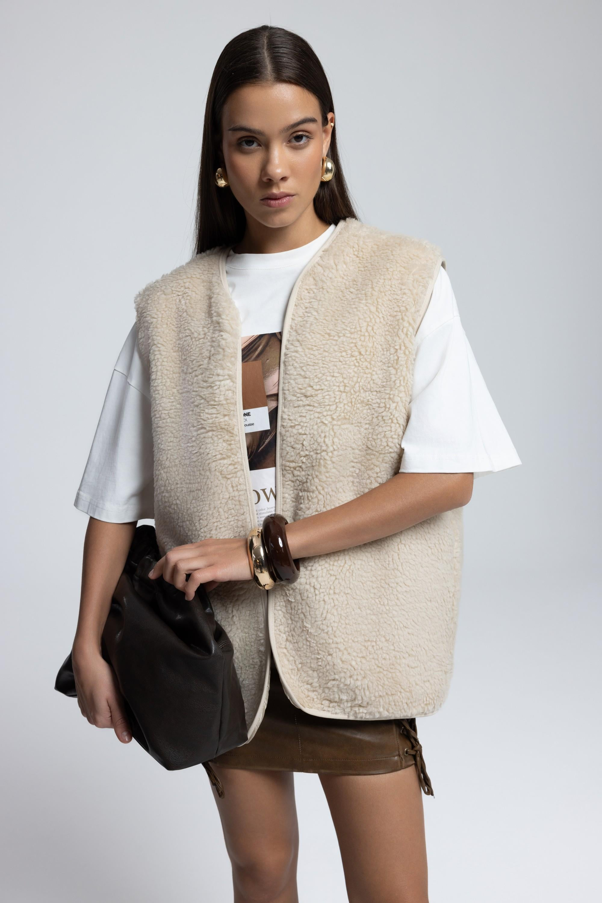Harlow Beige Teddy Vest