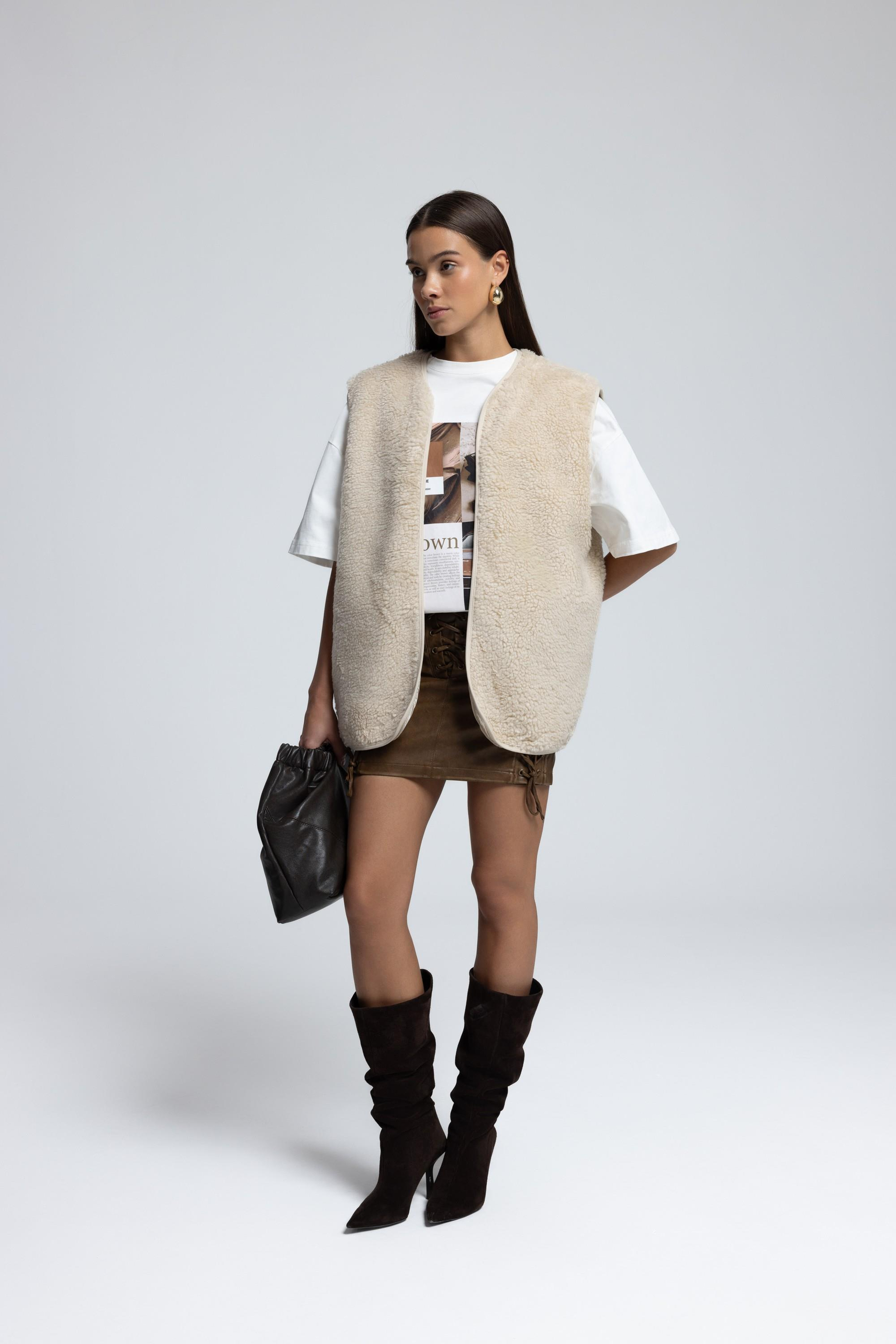 Harlow Beige Teddy Vest