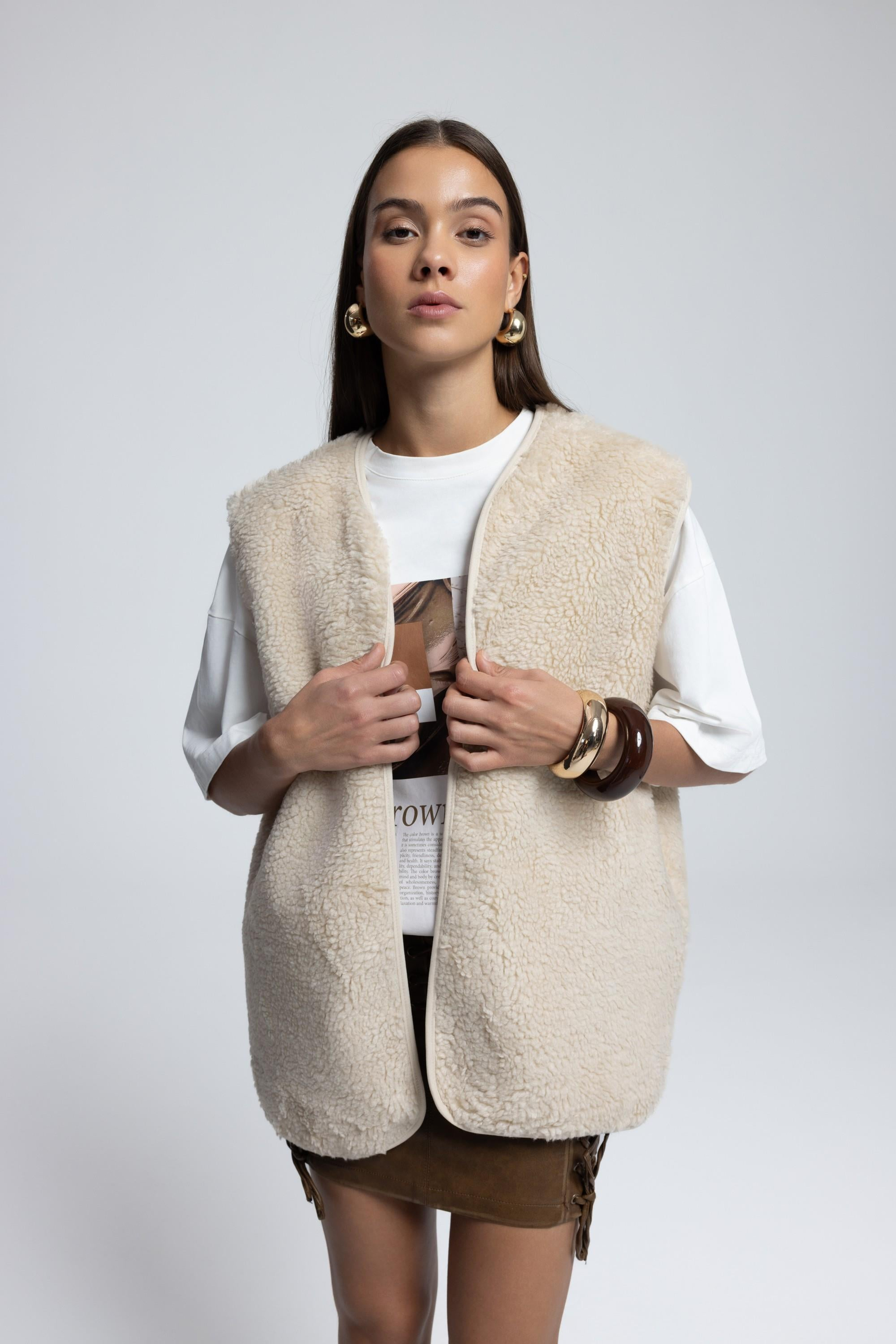 Harlow Beige Teddy Vest