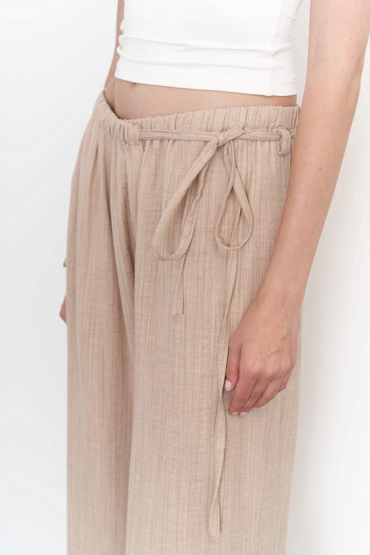 Harmony Yan Bağlama Bej Pantolon