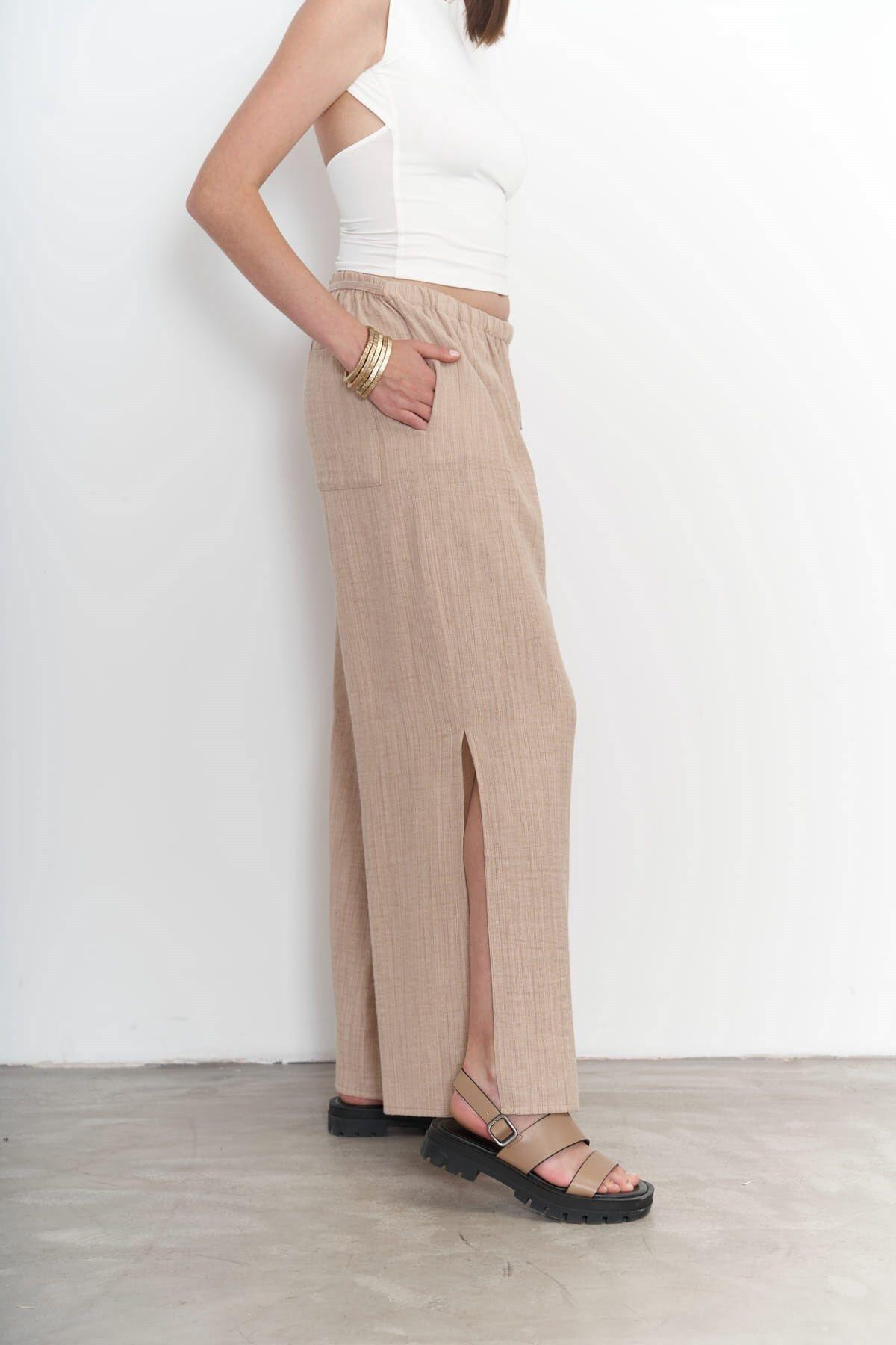 Harmony Yan Bağlama Bej Pantolon