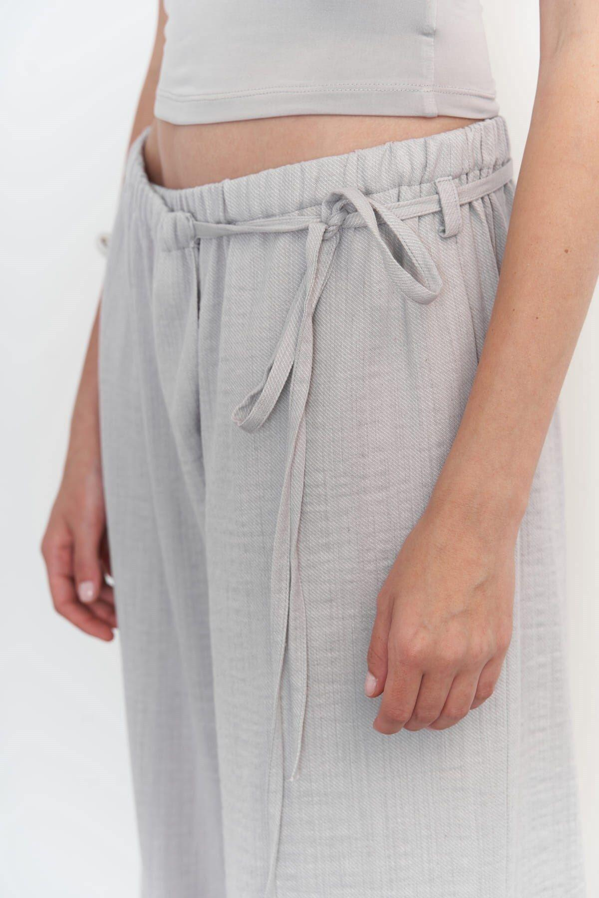 Harmony Yan Bağlama Gri Pantolon