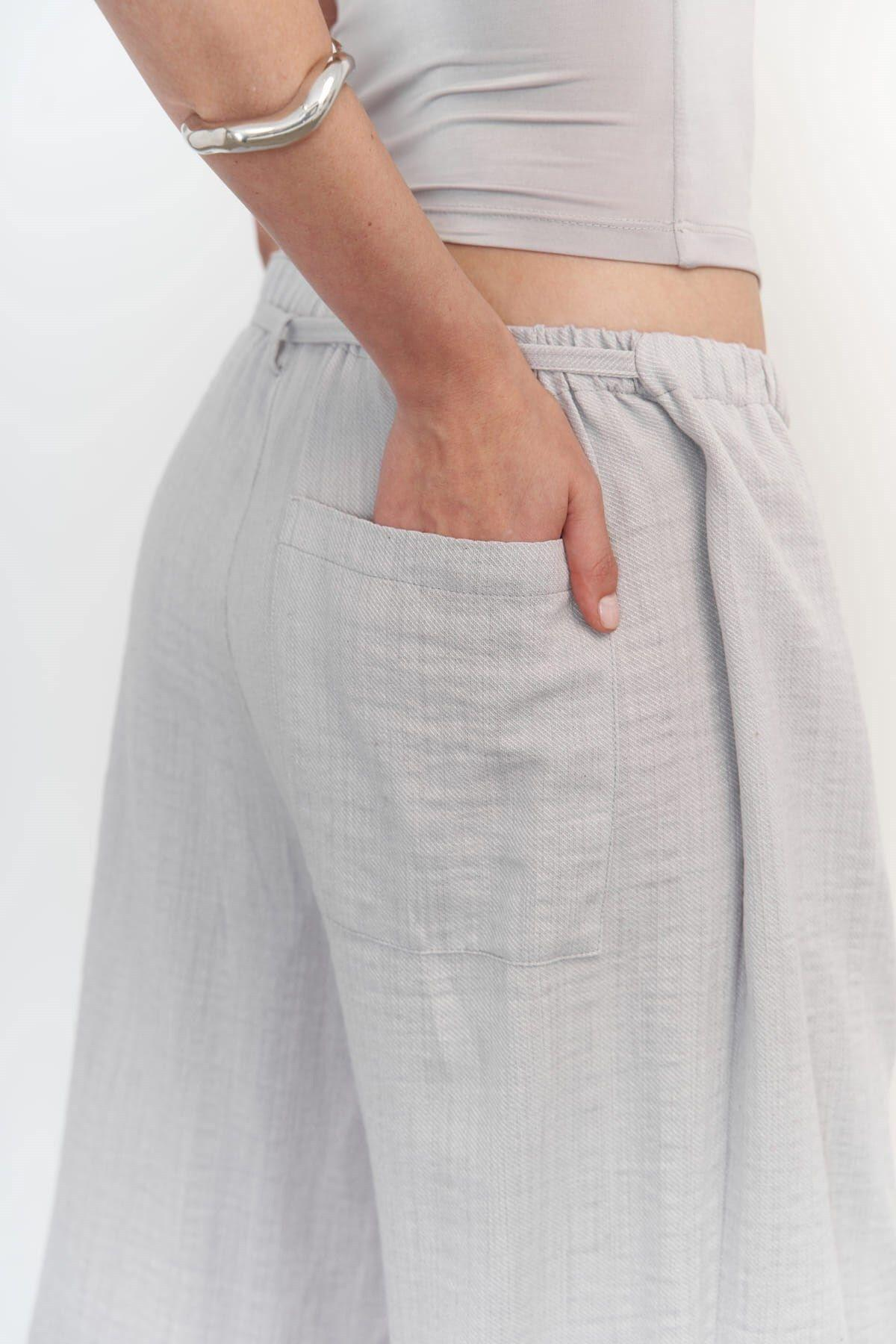 Harmony Yan Bağlama Gri Pantolon