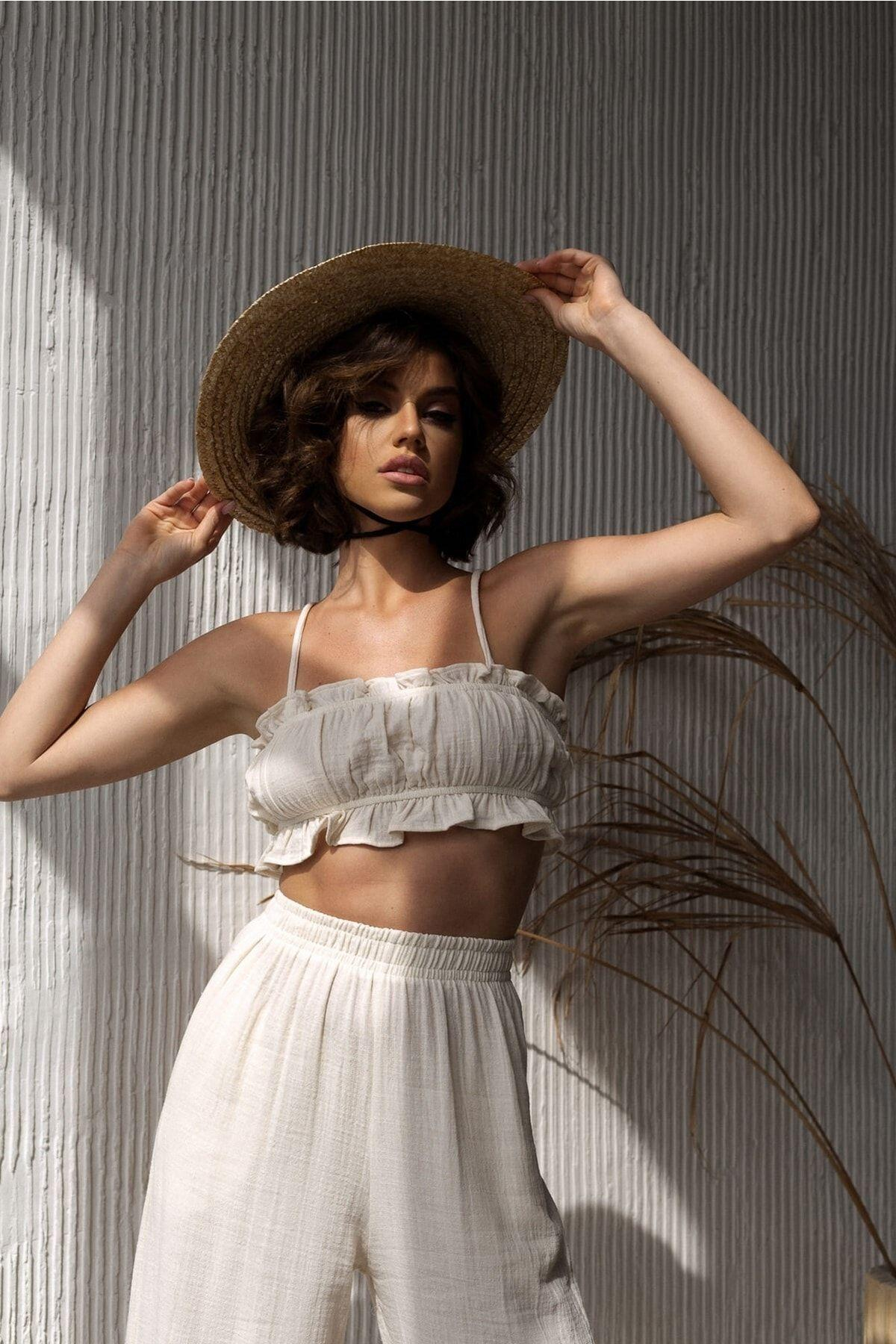 Bohemai Harvey Bige Muslin Crop-Trousers Set