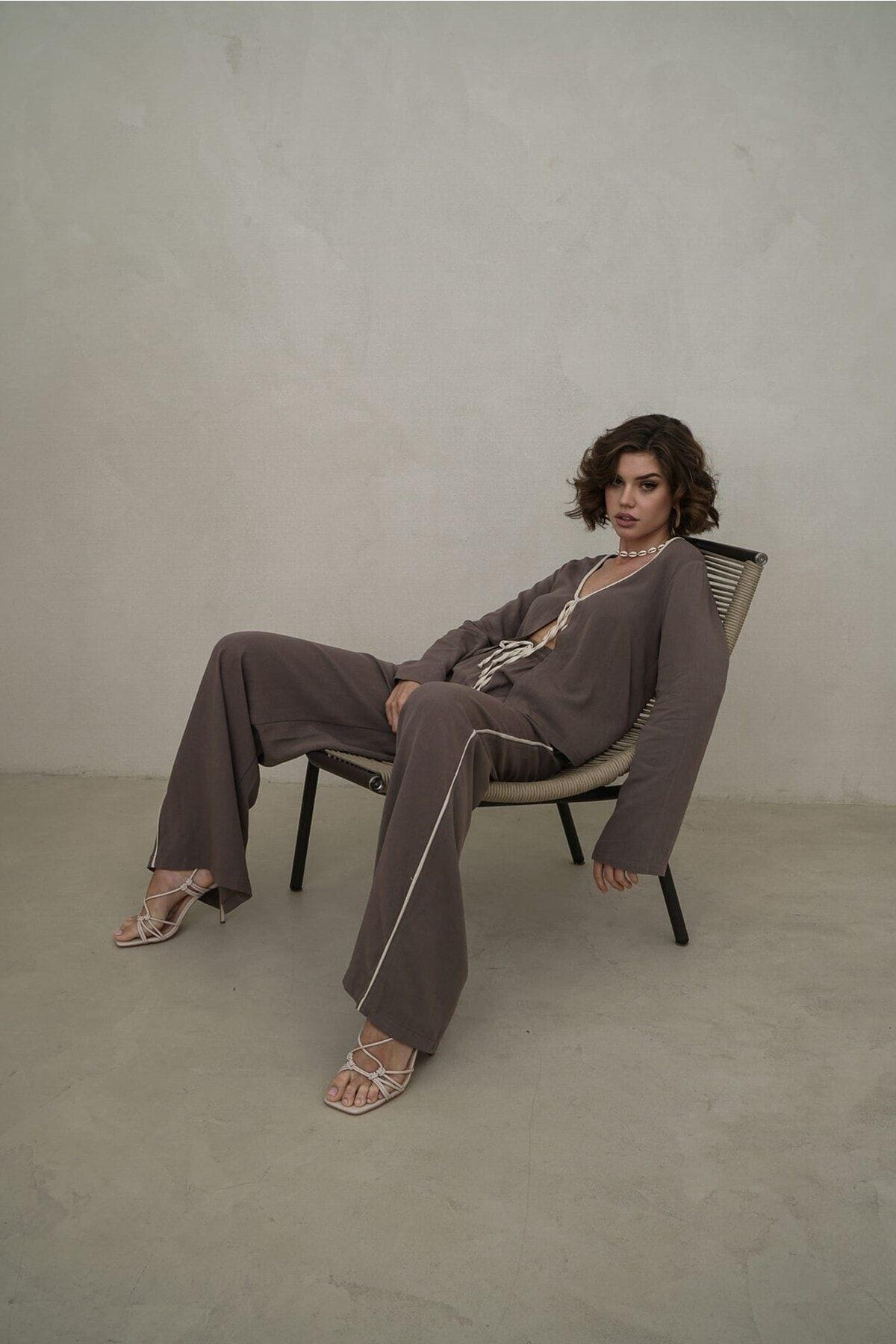 Bohemai Hazel Taupe Two Piece Set