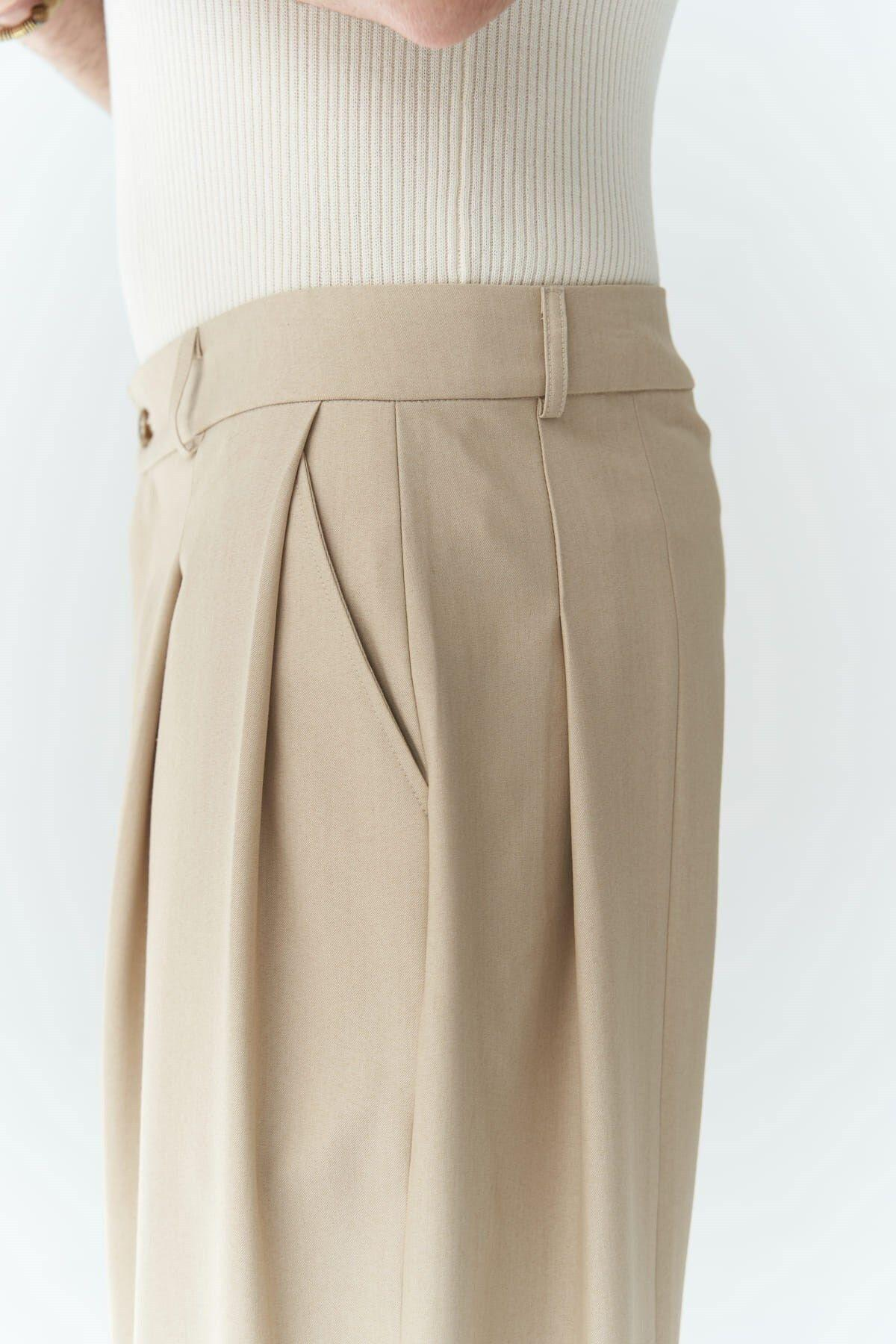 Hector Men's Wide Leg Beige Trousers