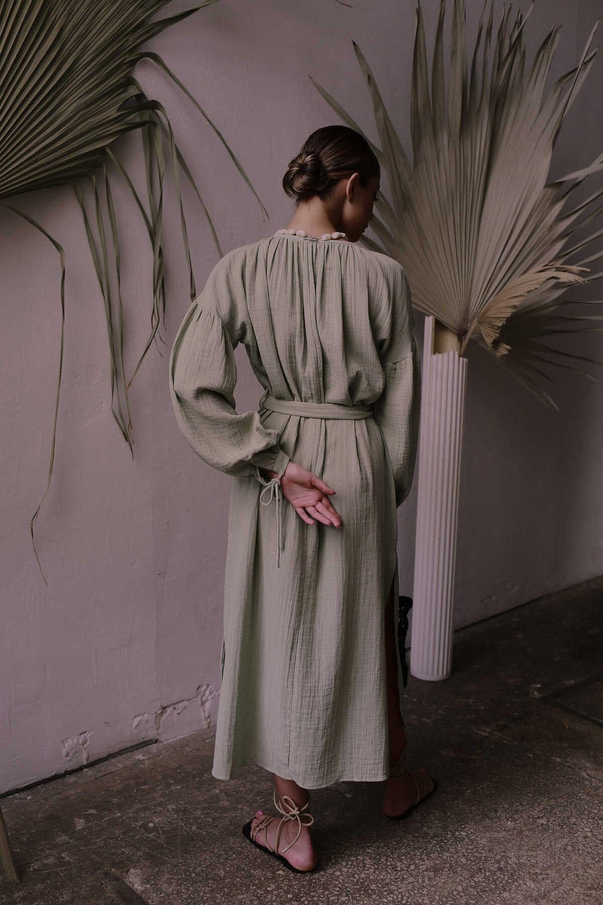 Bohemai Helen Light Green Muslin Dress