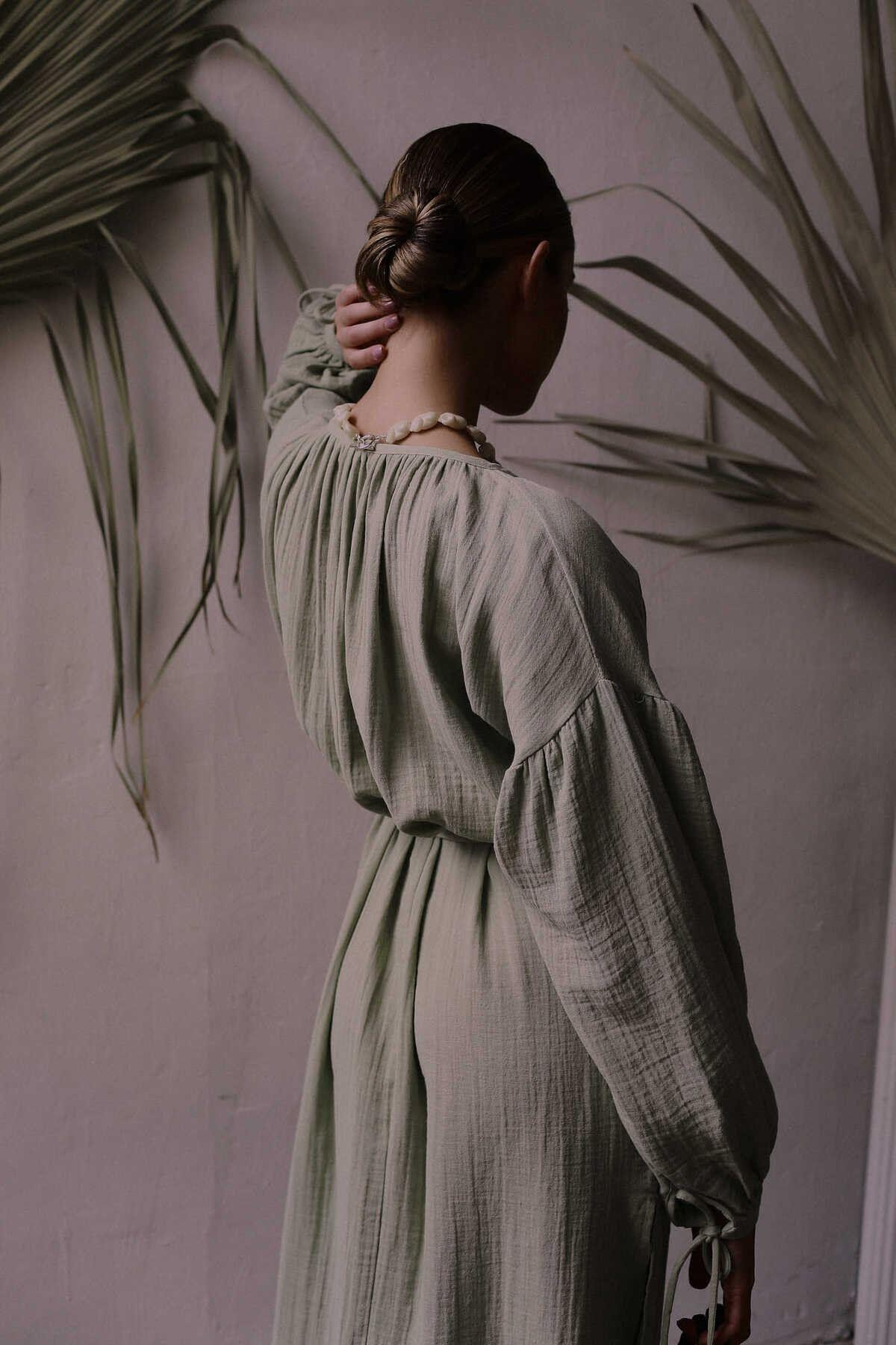 Bohemai Helen Light Green Muslin Dress
