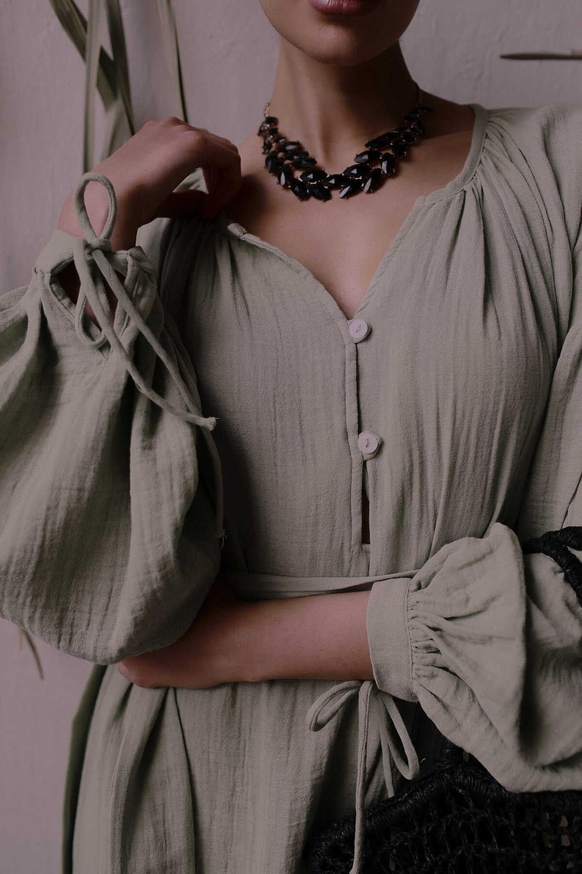 Bohemai Helen Light Green Muslin Dress