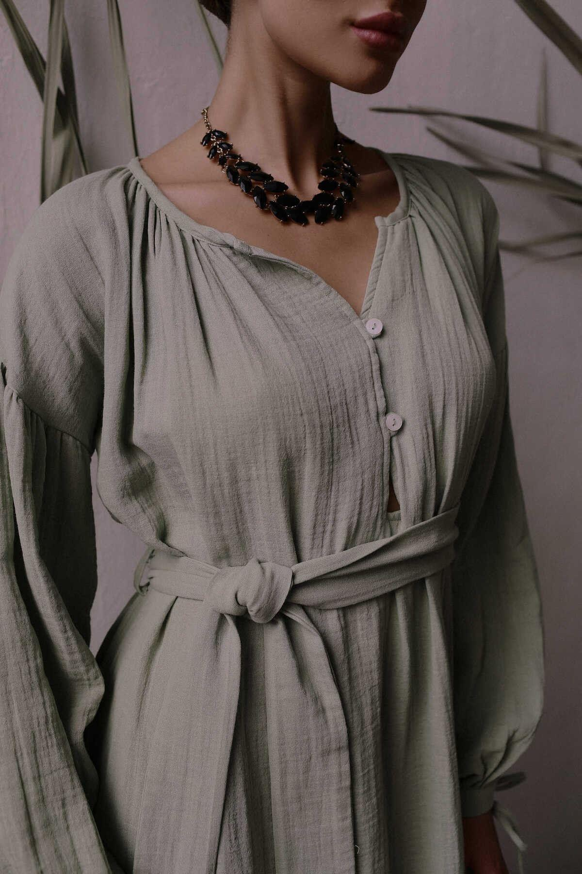 Bohemai Helen Light Green Muslin Dress