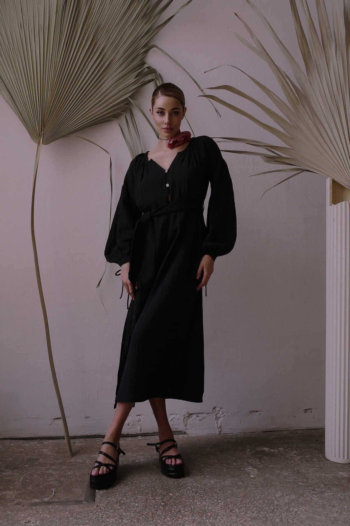 Bohemai Helen Black Muslin Dress