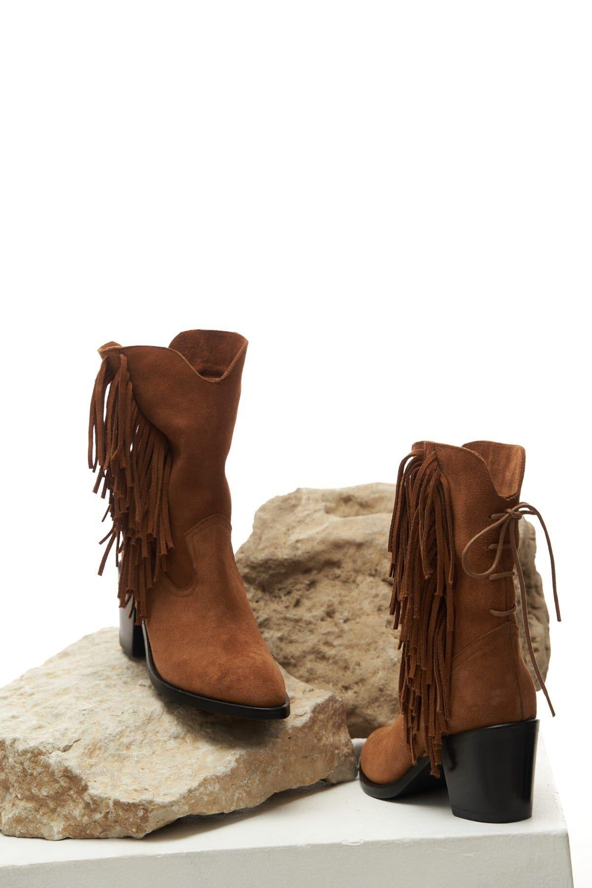 Hera Püskül Detay Taba Süet Kovboy Bot