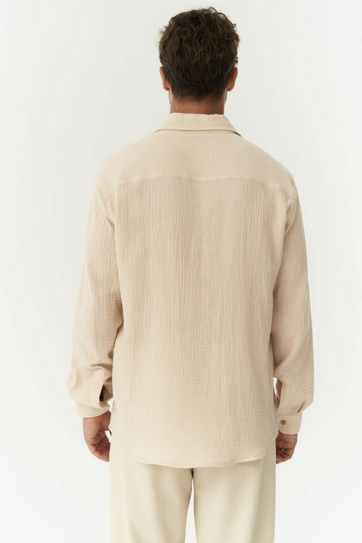 Herman Men's Oversize Beige Muslin Shirt