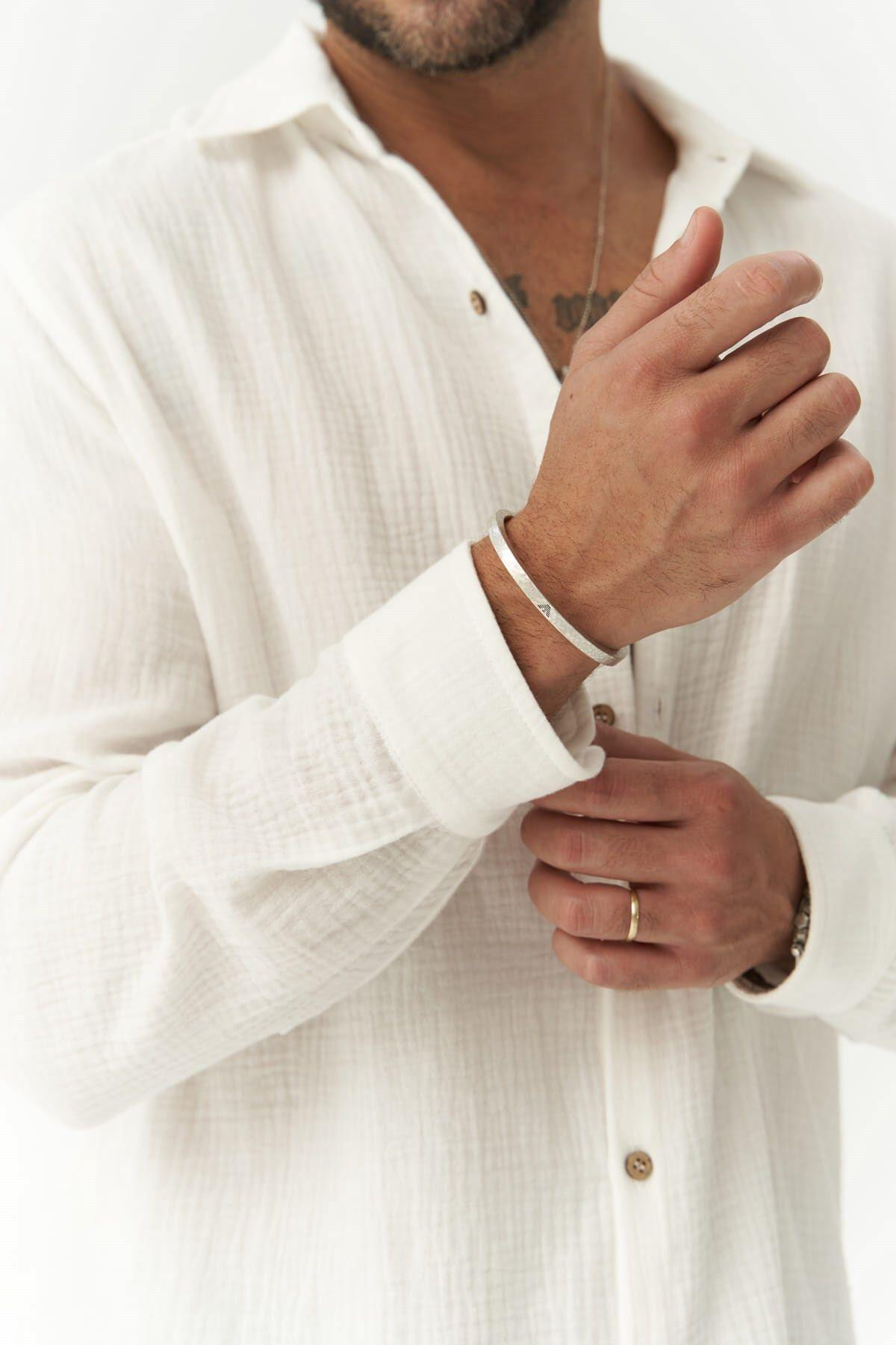 Herman Oversize Erkek Beyaz Müslin Gömlek