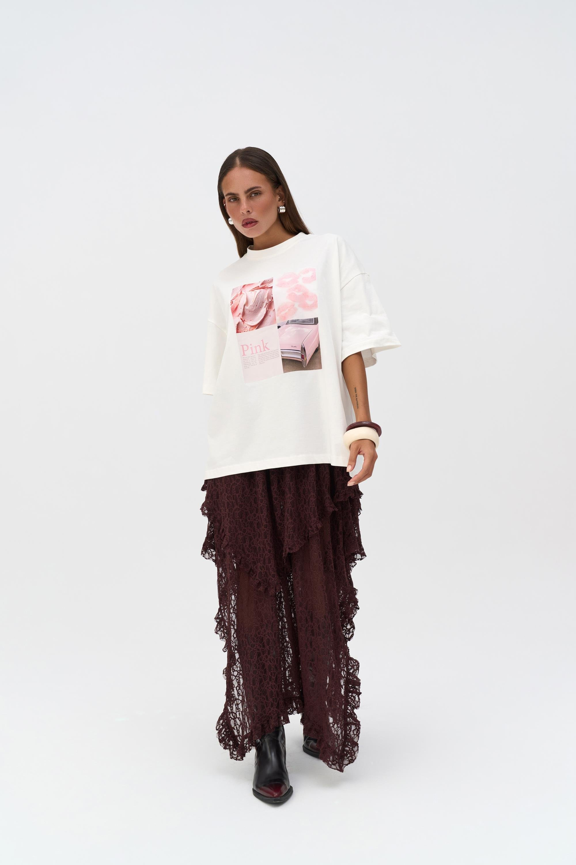 Ice Cream Oversize Beyaz T-Shirt