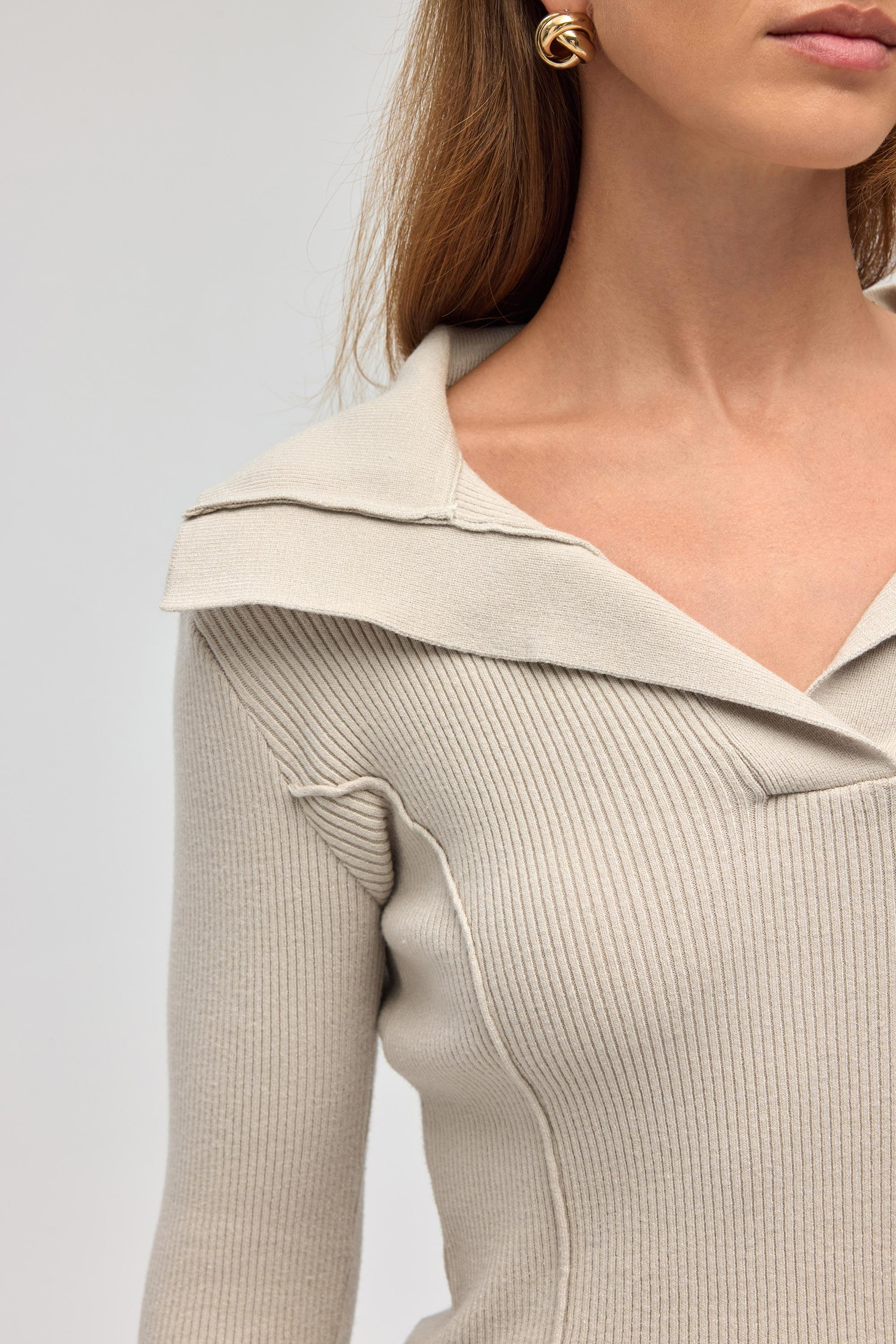 İnari Polo Yaka Taş Triko Kazak