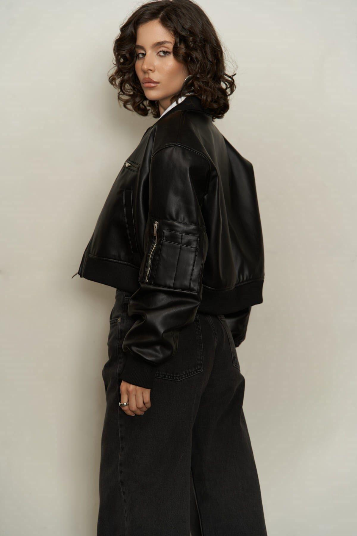 İnferno Black Bomber Leather Jacket