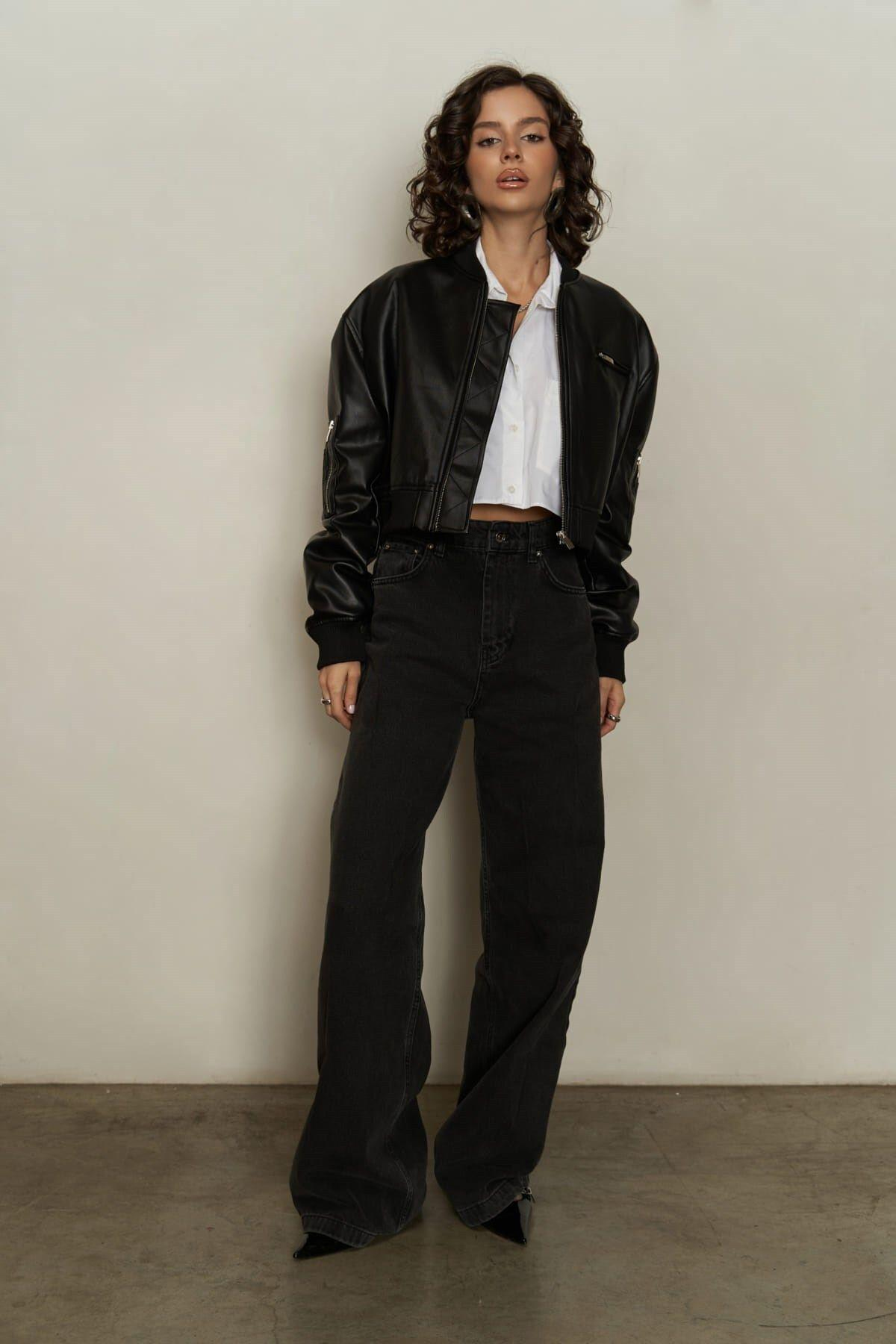 İnferno Black Bomber Leather Jacket