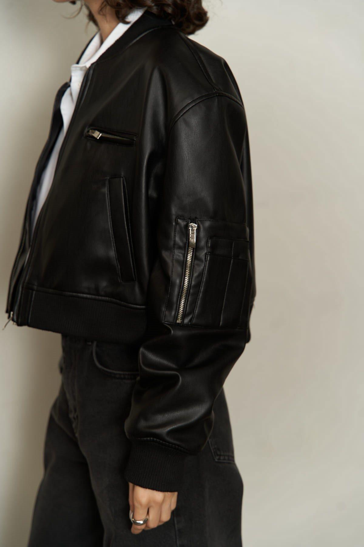 İnferno Black Bomber Leather Jacket