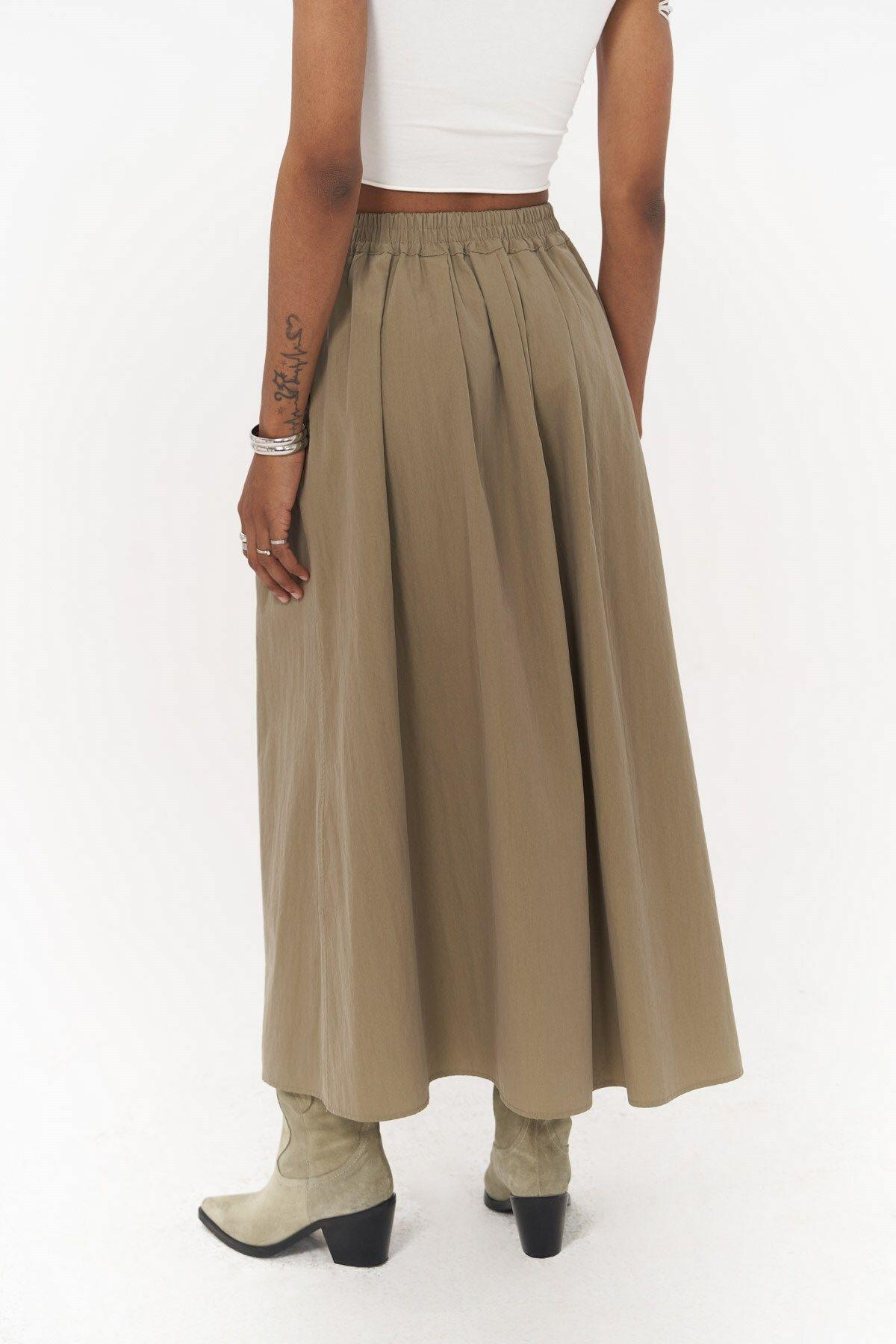 Ivory Khaki Parachute Skirt