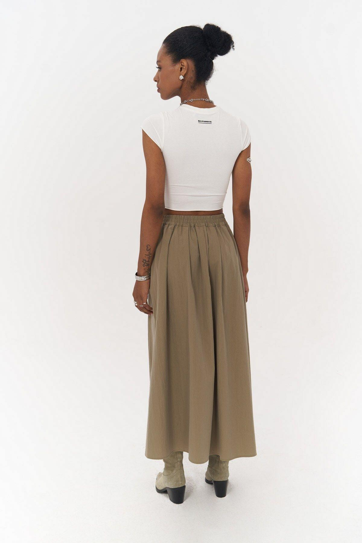 Ivory Khaki Parachute Skirt
