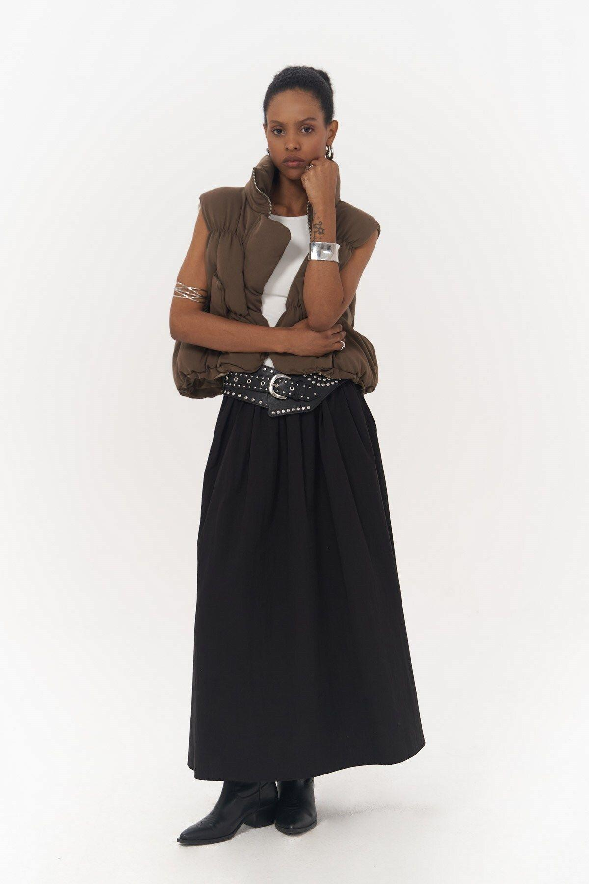Ivory Black Parachute Skirt