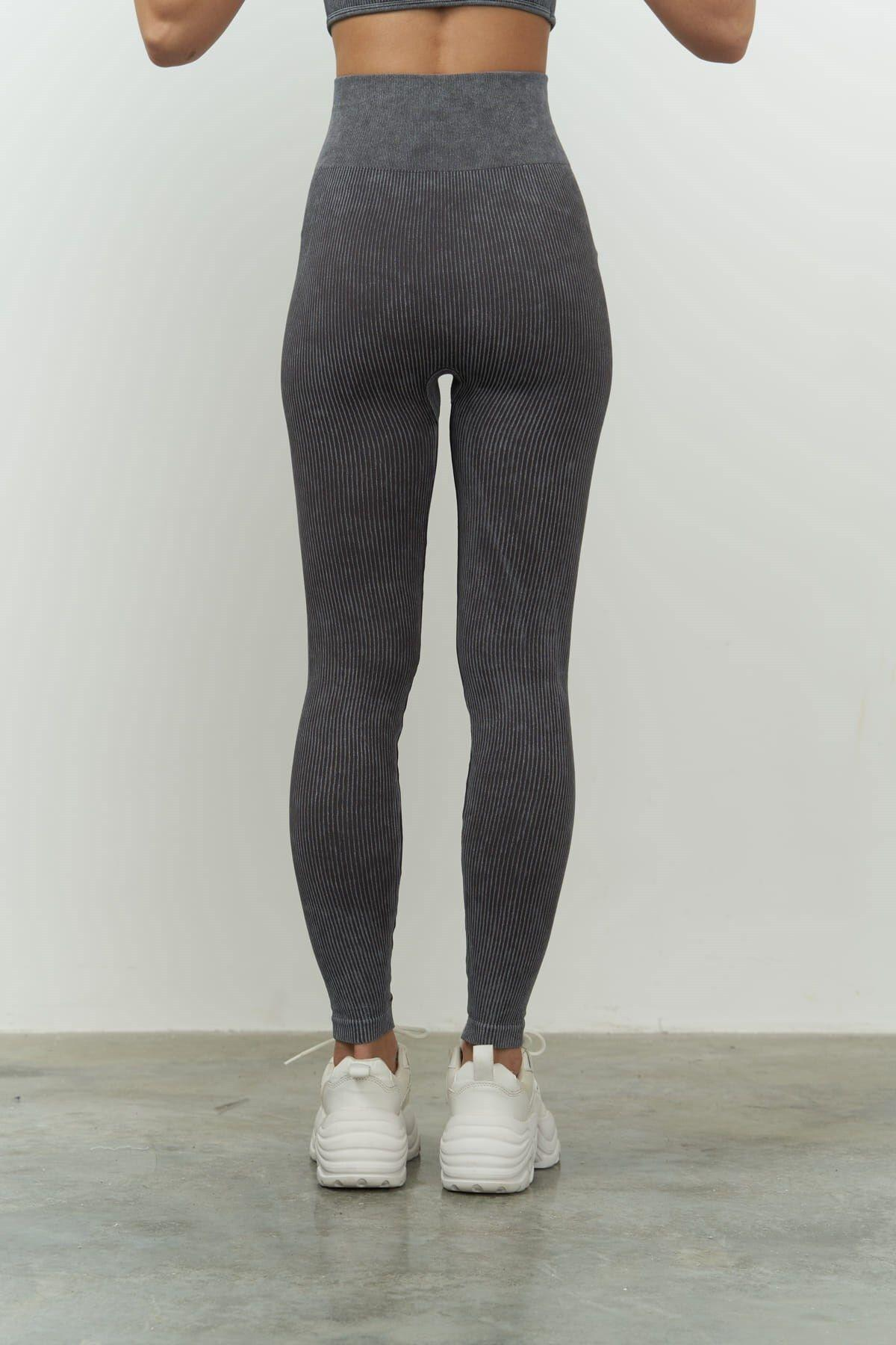 Jade Charcoal Washed Ribbed Leggings